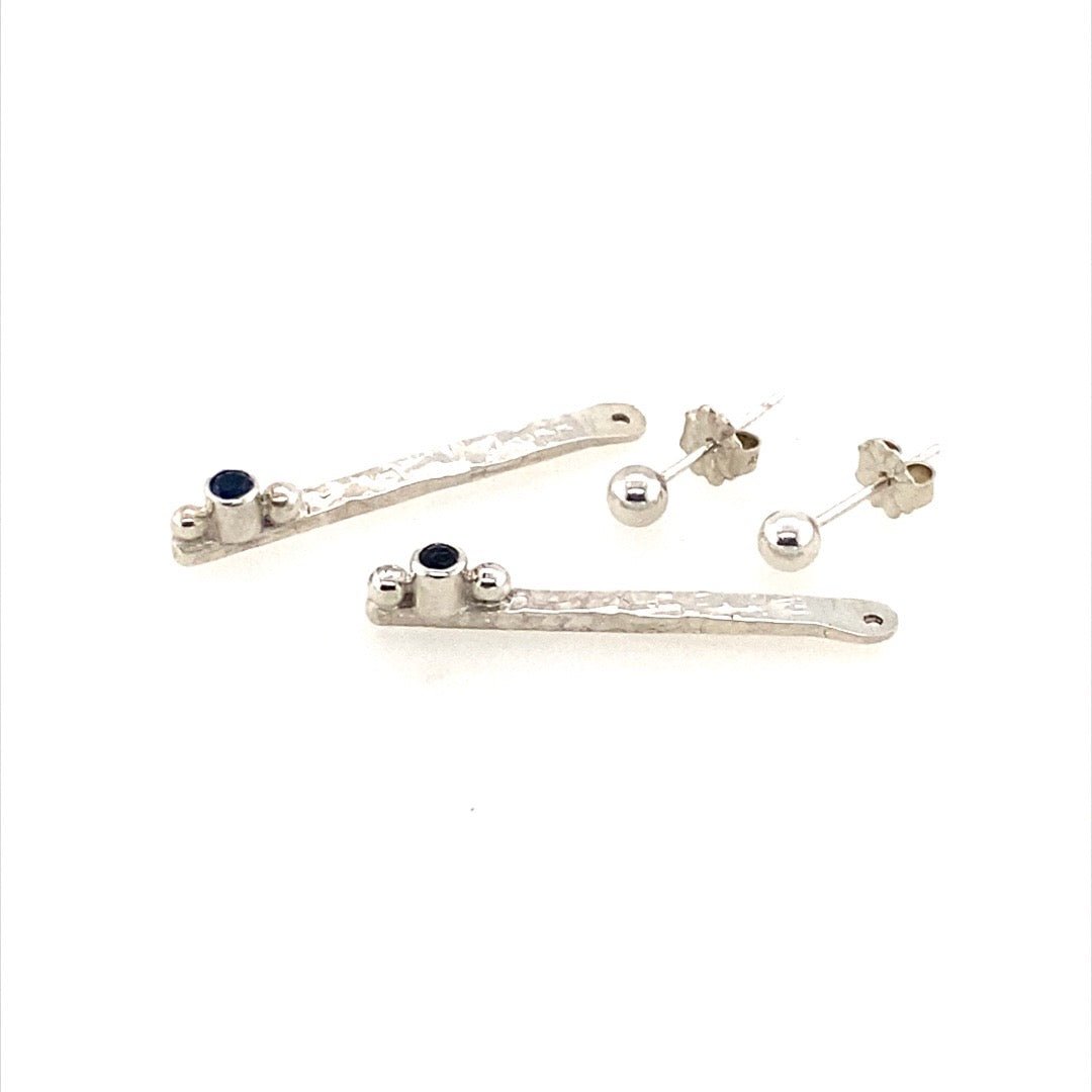 Blue Spinel Bar Ear Jackets (3-way) - Barb Murrin Jewelry