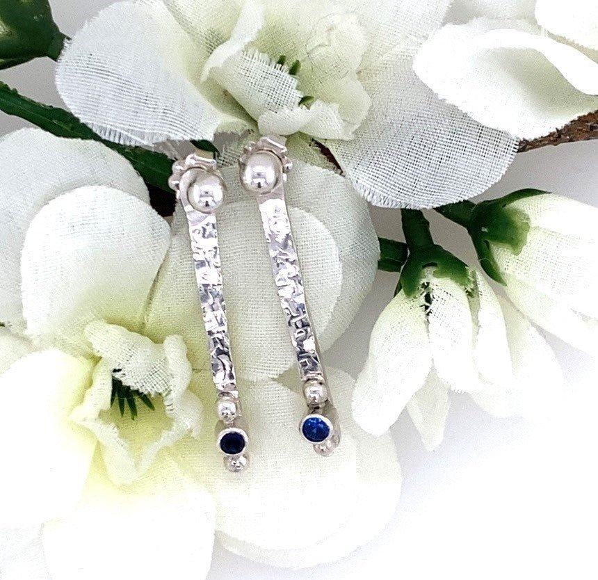 Blue Spinel Bar Ear Jackets (3-way) - Barb Murrin Jewelry