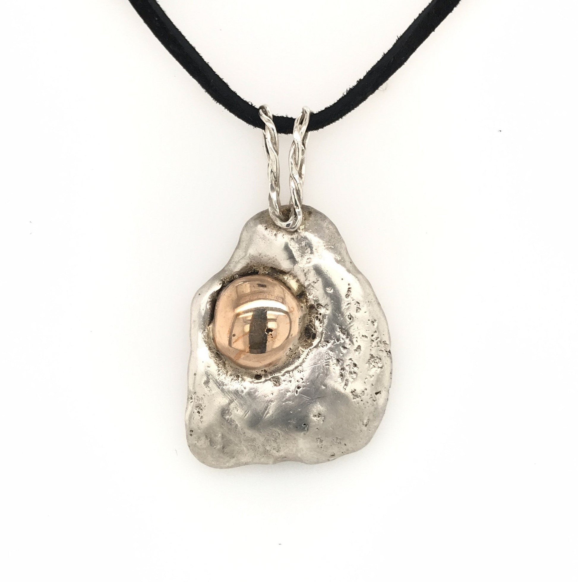 Bold Argentium Silver and Gold-Filled Pendant ("Sunny Side Up") - Barb Murrin Jewelry