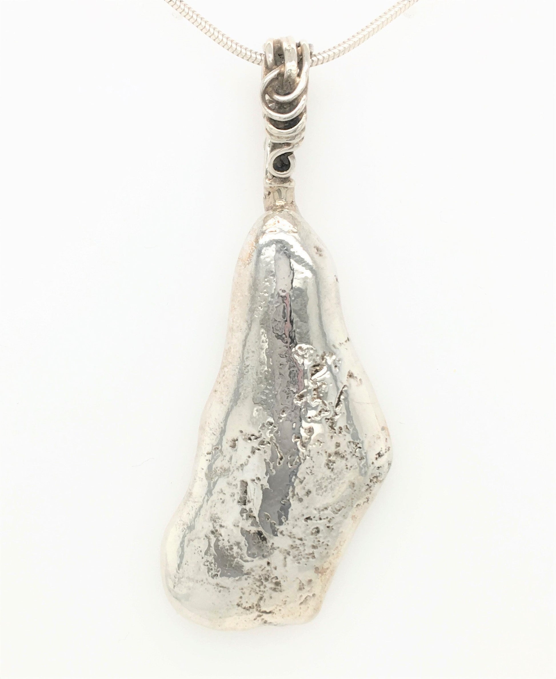 Bold Argentium Silver Pendant ("Contrast in Textures") - Barb Murrin Jewelry