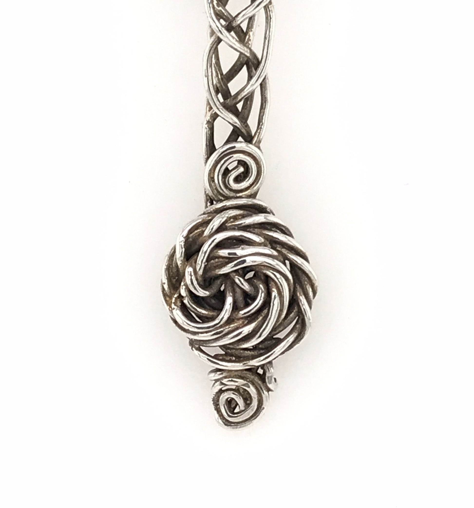 Braided Rose Argentium Silver Pendant - Barb Murrin Jewelry