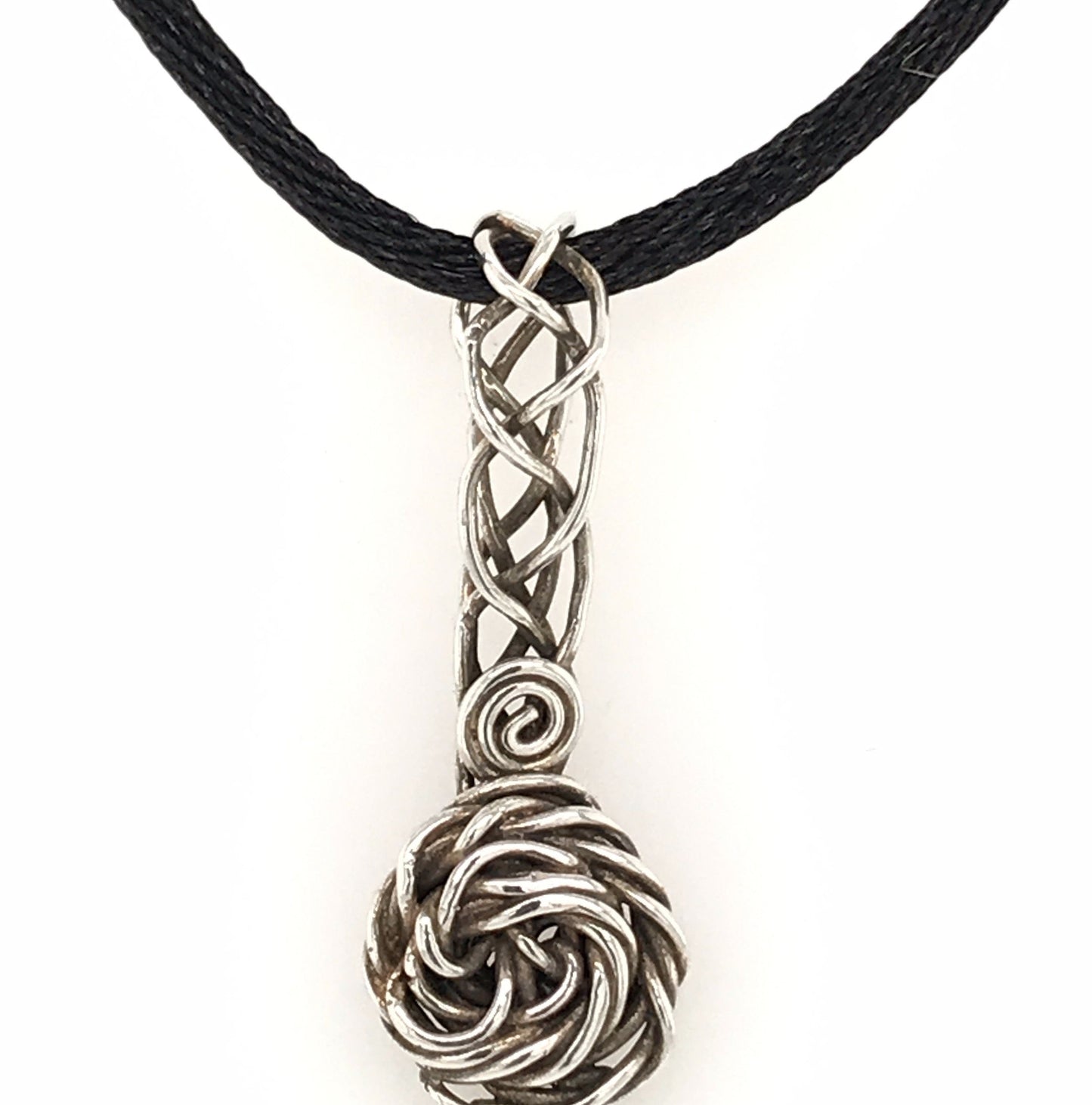 Braided Rose Argentium Silver Pendant - Barb Murrin Jewelry