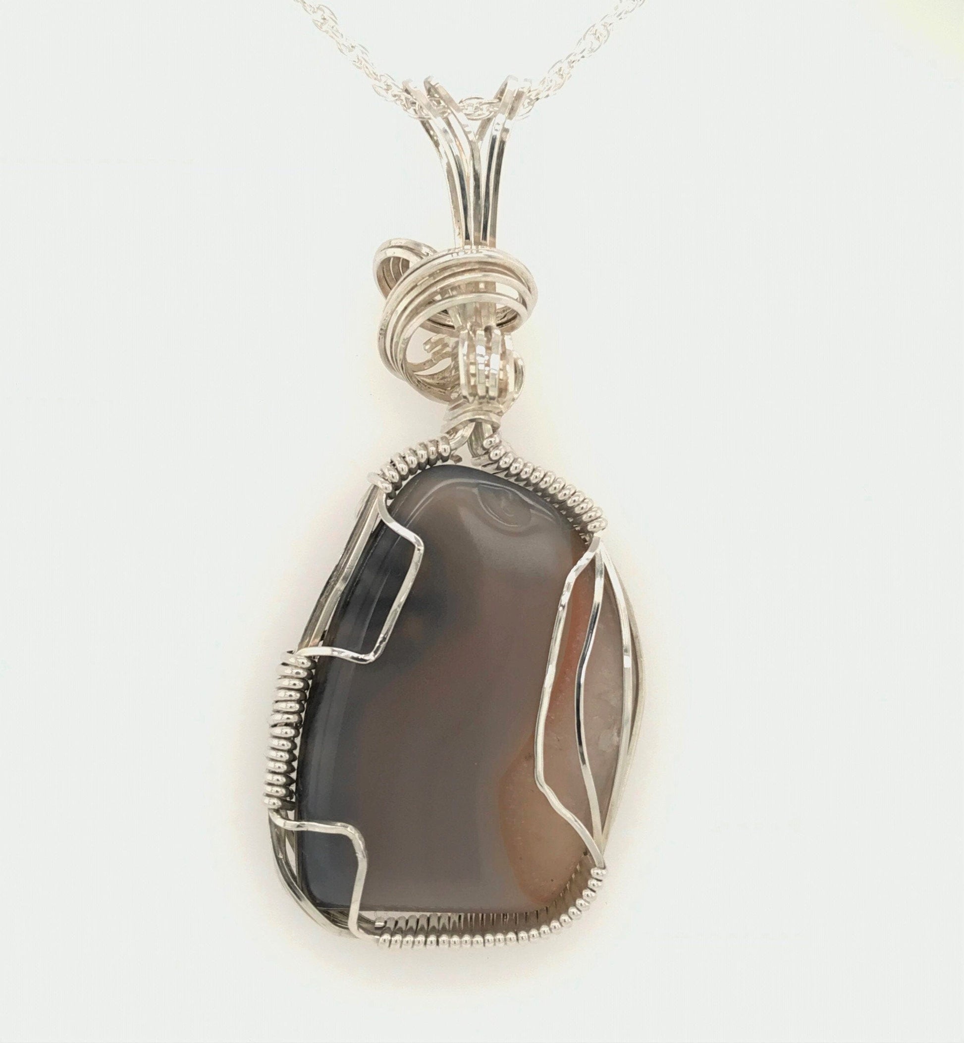 Brown Agate and Argentium Silver Pendant ("Milky Brown Agate Pendant") - Barb Murrin Jewelry