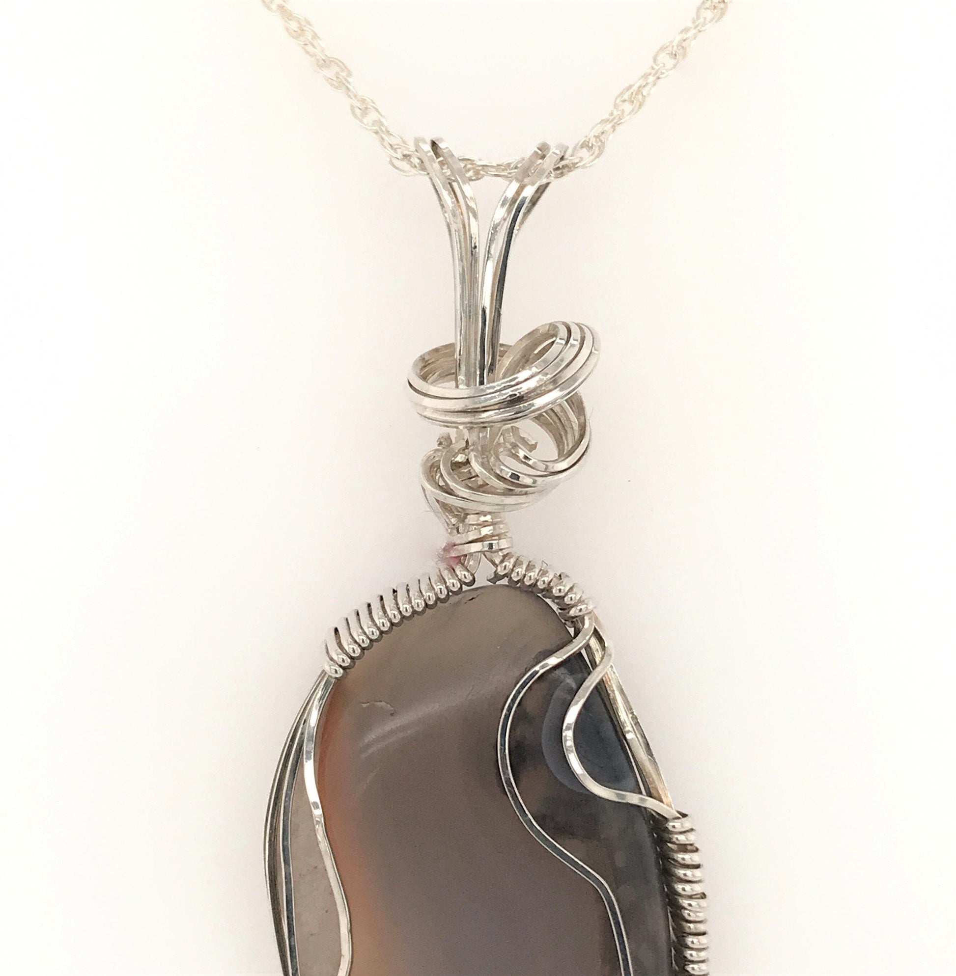 Brown Agate and Argentium Silver Pendant ("Milky Brown Agate Pendant") - Barb Murrin Jewelry