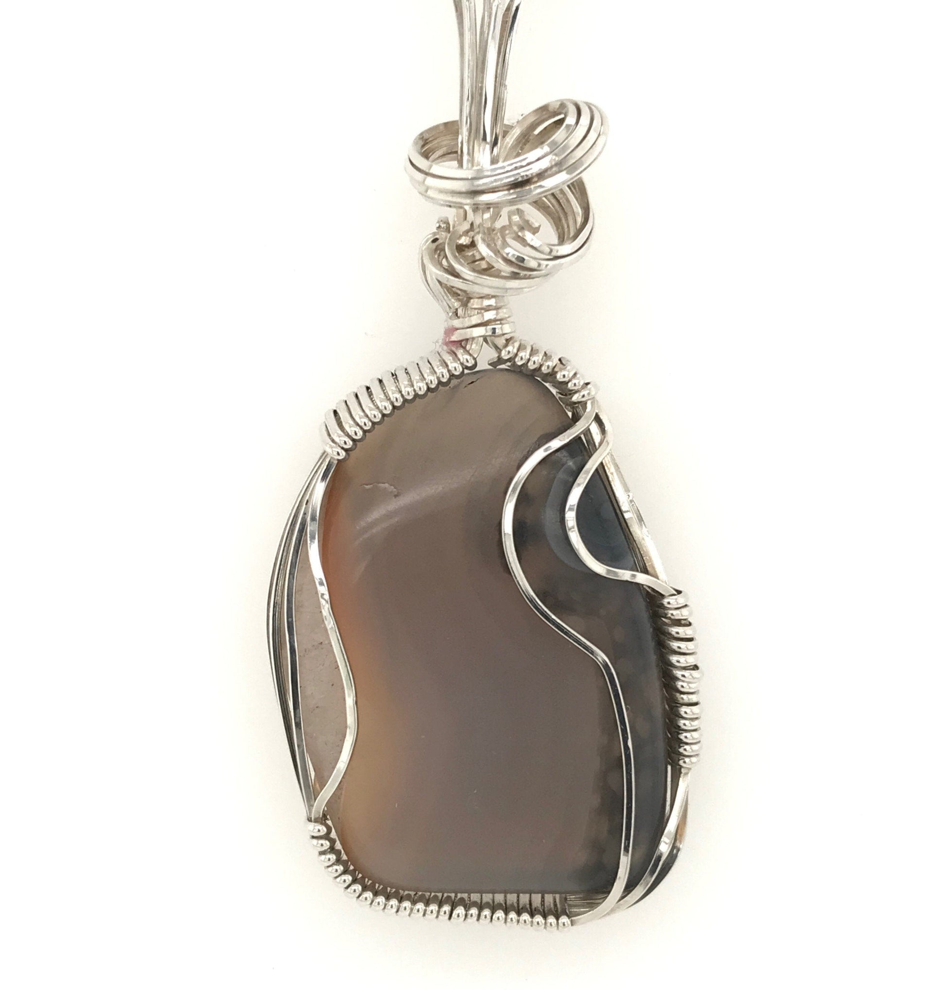 Brown Agate and Argentium Silver Pendant ("Milky Brown Agate Pendant") - Barb Murrin Jewelry