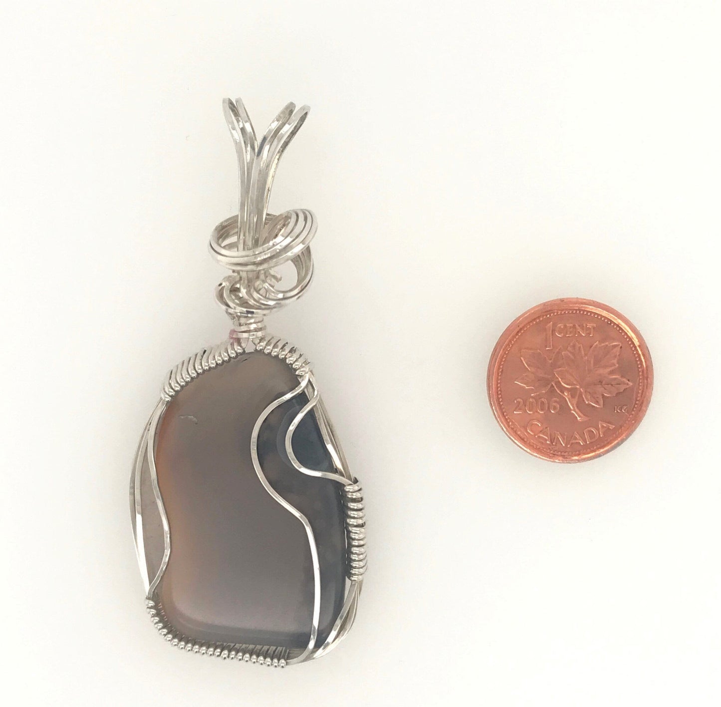 Brown Agate and Argentium Silver Pendant ("Milky Brown Agate Pendant") - Barb Murrin Jewelry