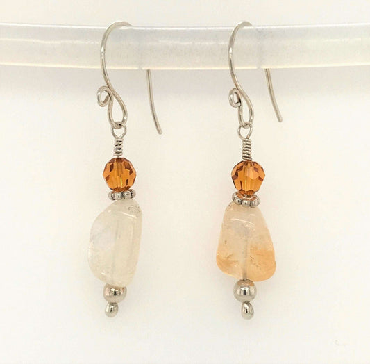 Citrine Chunks and Topaz bead Earrings - Barb Murrin Jewelry