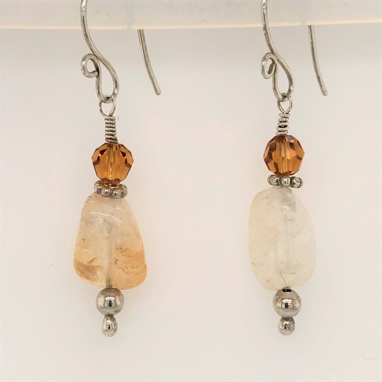 Citrine Chunks and Topaz bead Earrings - Barb Murrin Jewelry