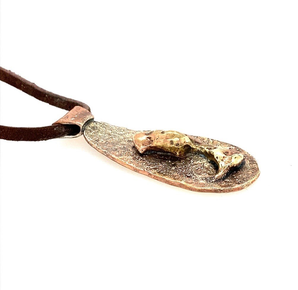 Copper and Brass Pendant with Bird Feature ("Birds of a Feather") - Barb Murrin Jewelry