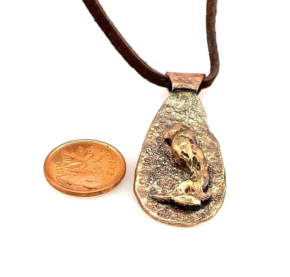 Copper and Brass Pendant with Bird Feature ("Birds of a Feather") - Barb Murrin Jewelry