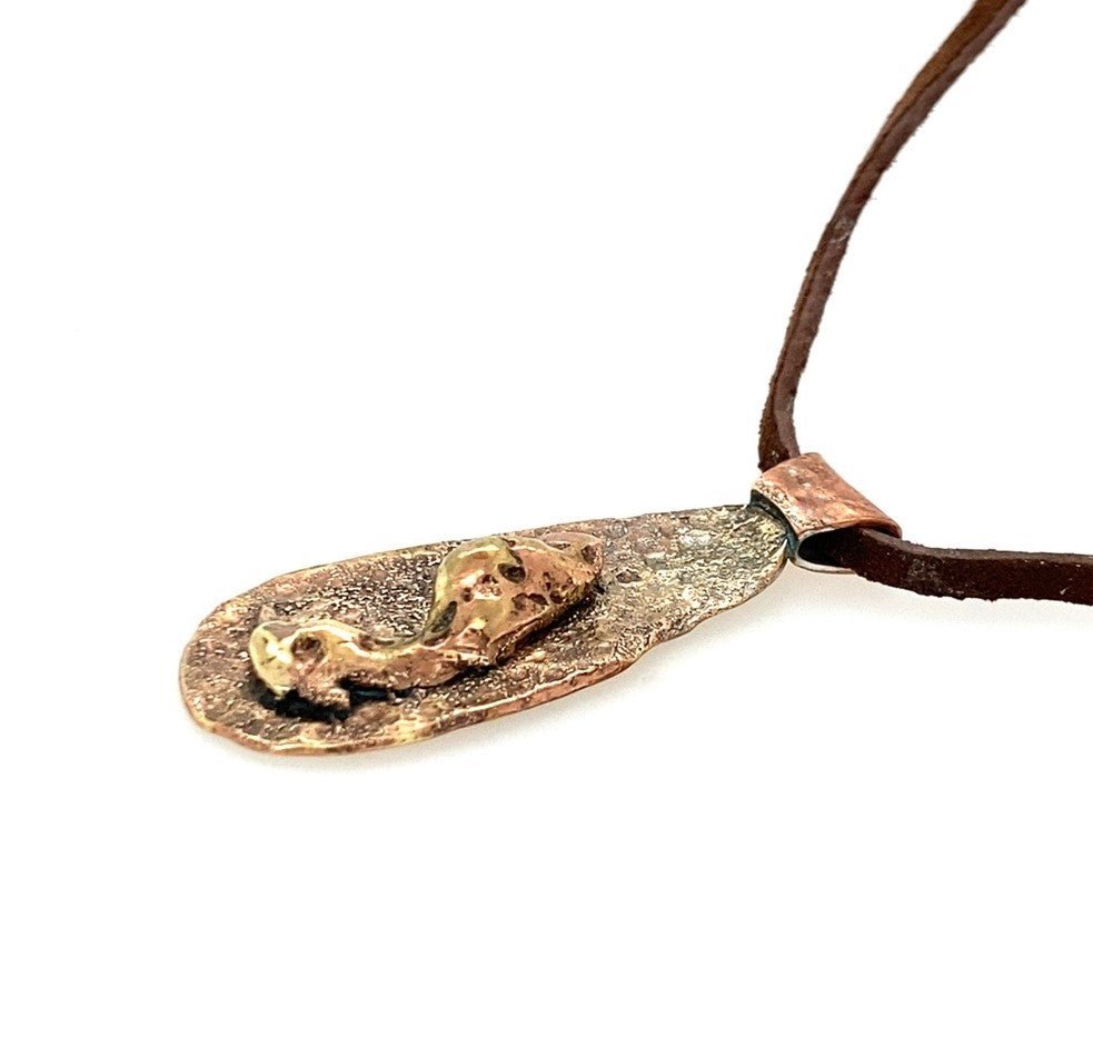 Copper and Brass Pendant with Bird Feature ("Birds of a Feather") - Barb Murrin Jewelry