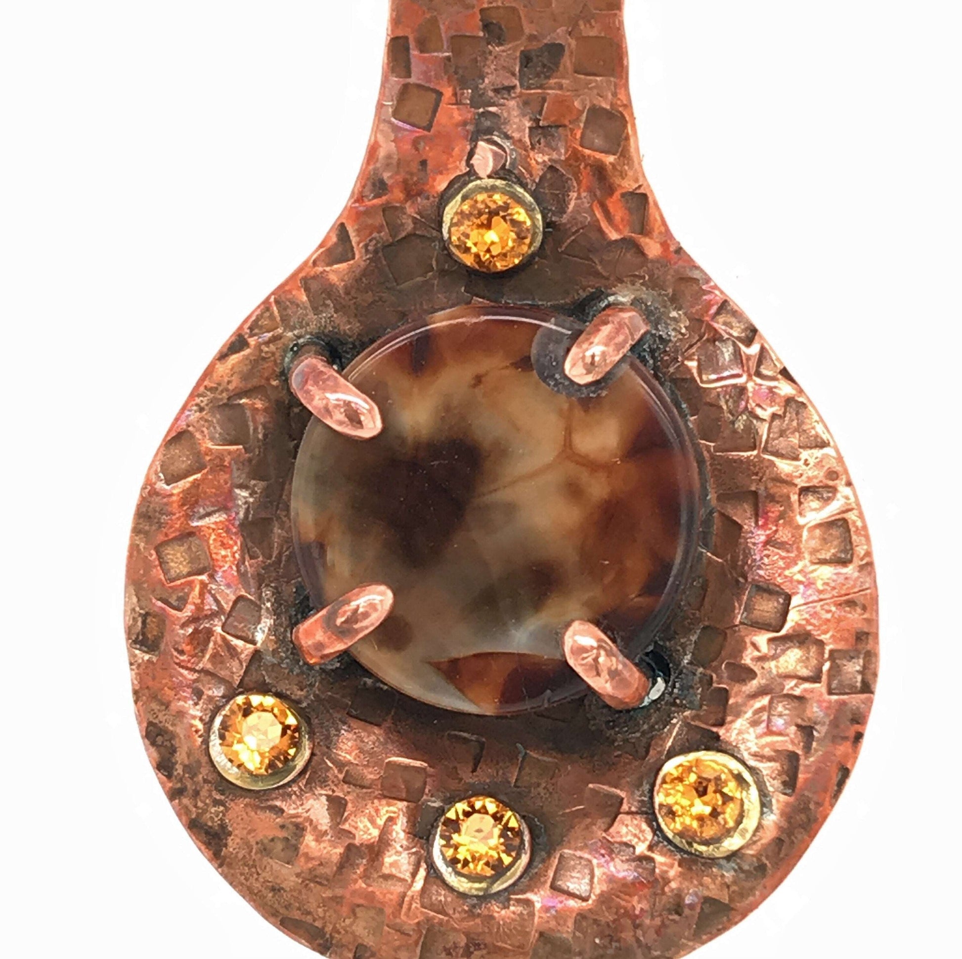 Crackle Fire Agate and Copper Pendant - Barb Murrin Jewelry