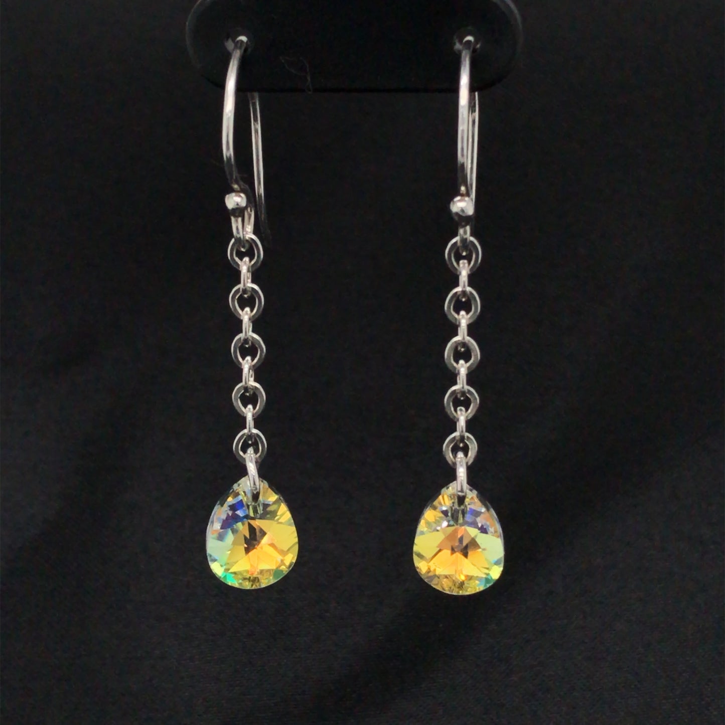 Crystal Pear and Argentium Silver Earrings and Studs ("Sunny Crystal Tears Earrings and Studs") - Barb Murrin Jewelry