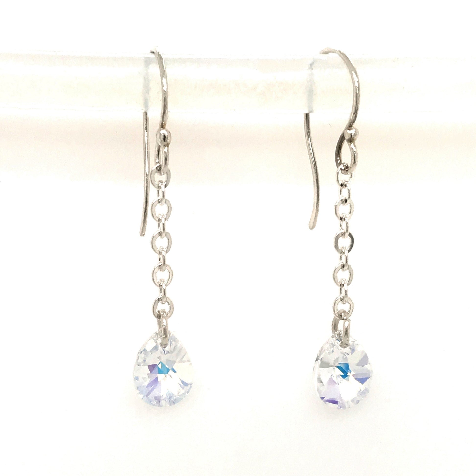 Crystal Pear and Argentium Silver Earrings and Studs ("Sunny Crystal Tears Earrings and Studs") - Barb Murrin Jewelry