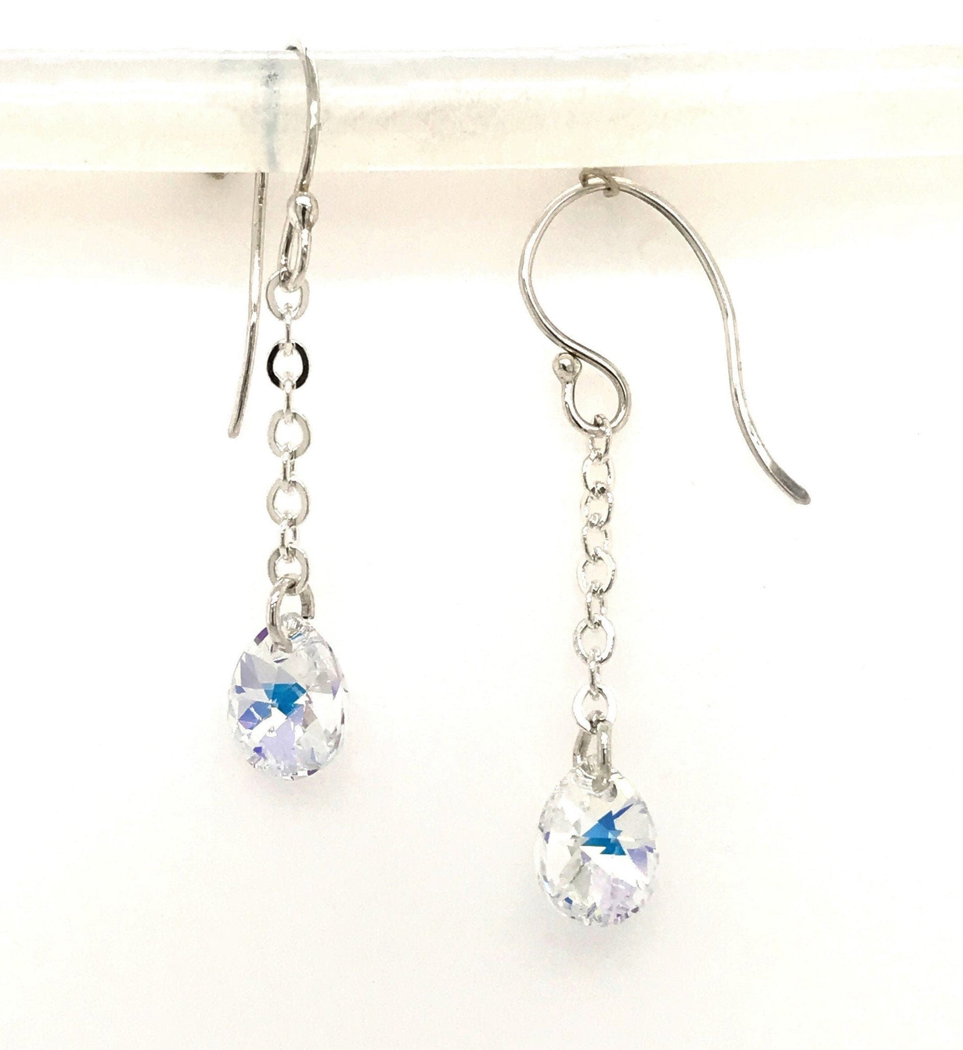 Crystal Pear and Argentium Silver Earrings and Studs ("Sunny Crystal Tears Earrings and Studs") - Barb Murrin Jewelry