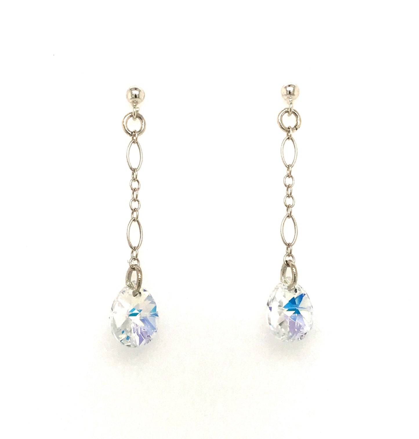 Crystal Pear and Argentium Silver Earrings and Studs ("Sunny Crystal Tears Earrings and Studs") - Barb Murrin Jewelry