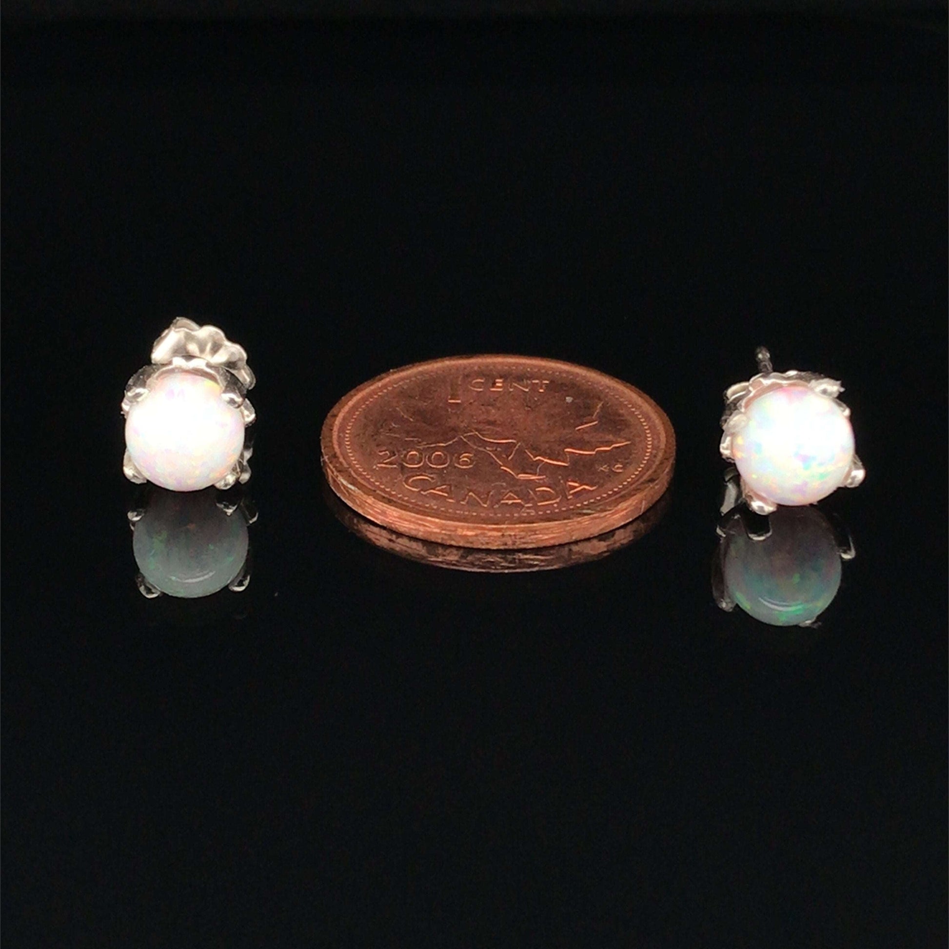 Fire and Snow Opal Studs - Barb Murrin Jewelry