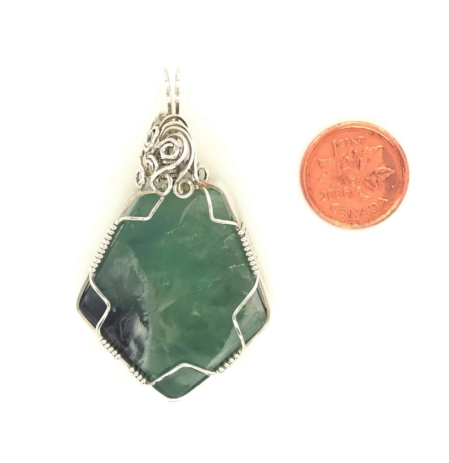 Fluorite and Argentium Silver Pendant ("Soul of a Mountain Lake") - Barb Murrin Jewelry