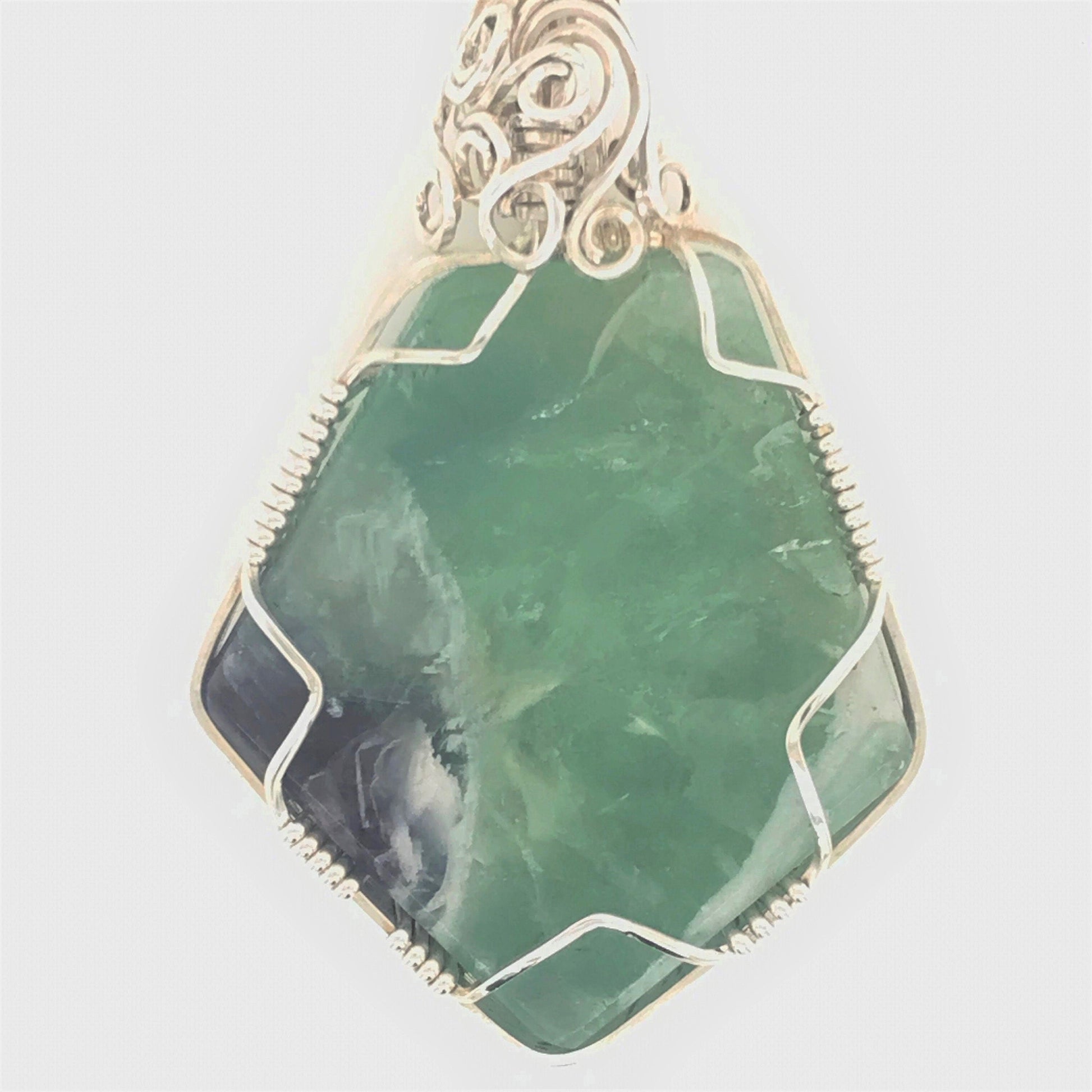 Fluorite and Argentium Silver Pendant ("Soul of a Mountain Lake") - Barb Murrin Jewelry