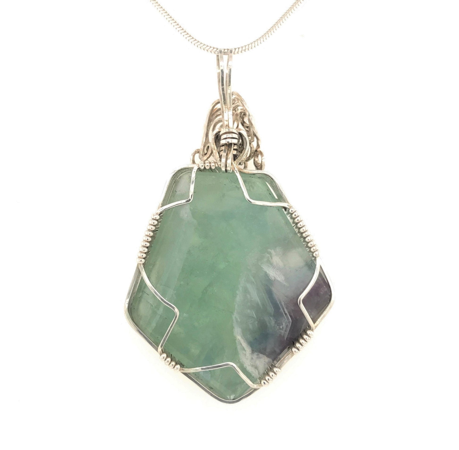 Fluorite and Argentium Silver Pendant ("Soul of a Mountain Lake") - Barb Murrin Jewelry