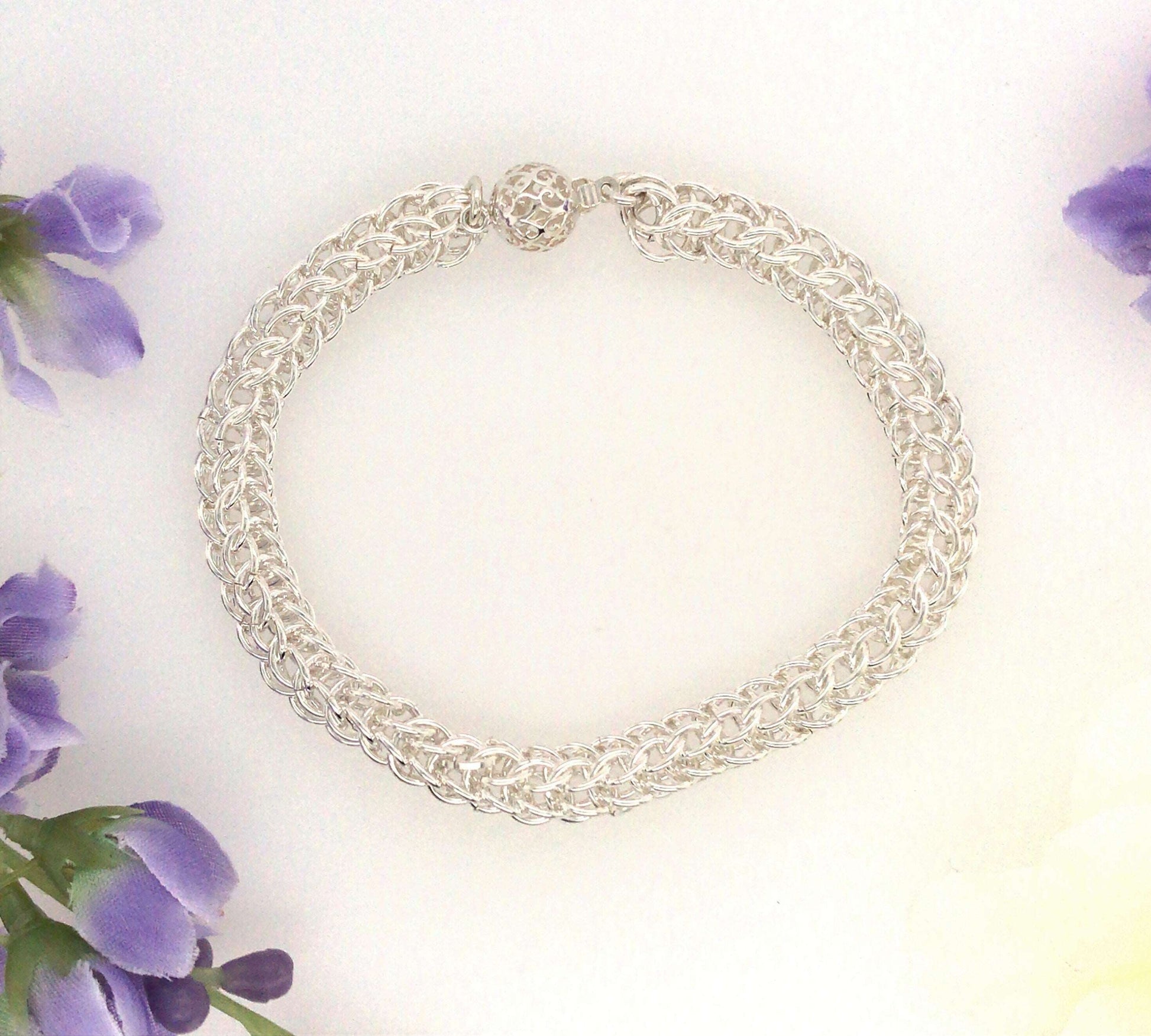 Full Persian Chain Maille Bracelet, Argentium Silver - Barb Murrin Jewelry