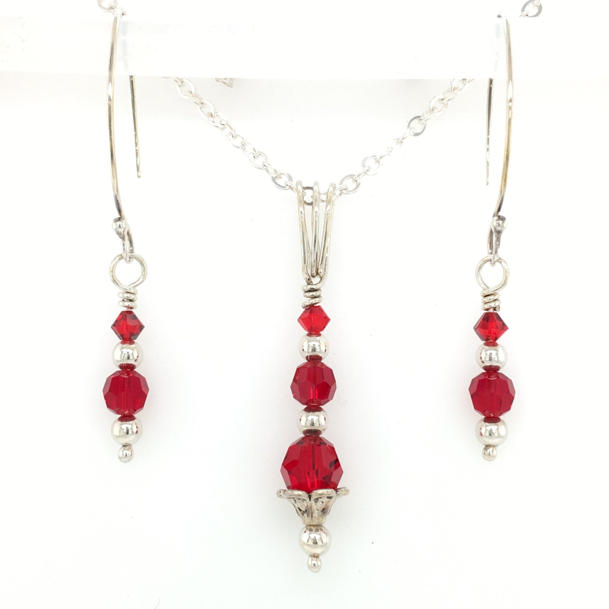 Garnet and Silver Pendant and Earrings (Set 1) (DISCONTINUING) - Barb Murrin Jewelry