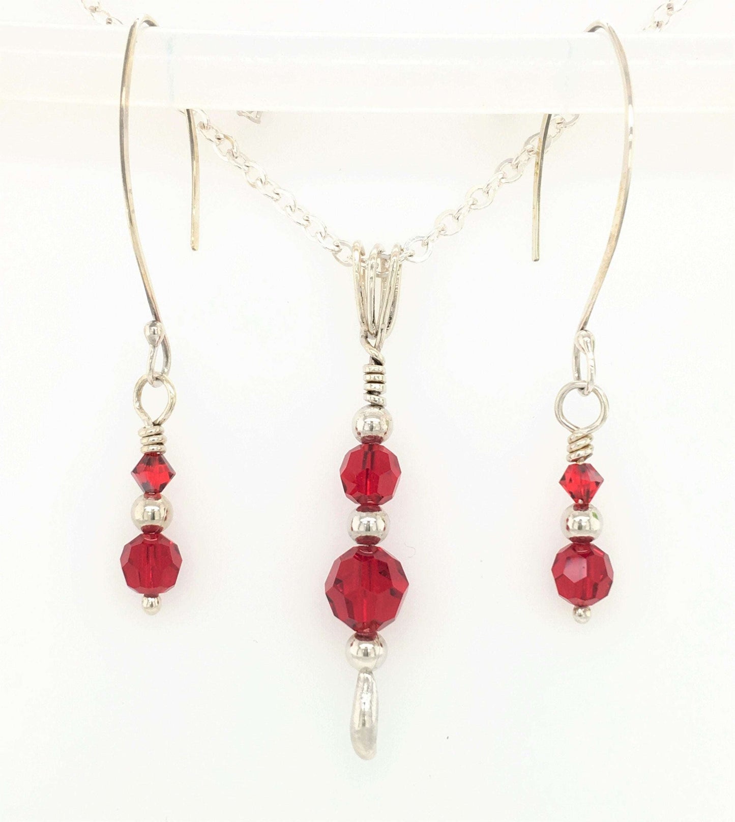 Garnet and Silver Pendant and Earrings (Set 2) (DISCONTINUING) - Barb Murrin Jewelry