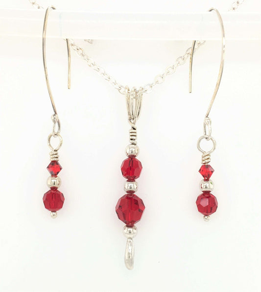 Garnet and Silver Pendant and Earrings (Set 2) (DISCONTINUING) - Barb Murrin Jewelry