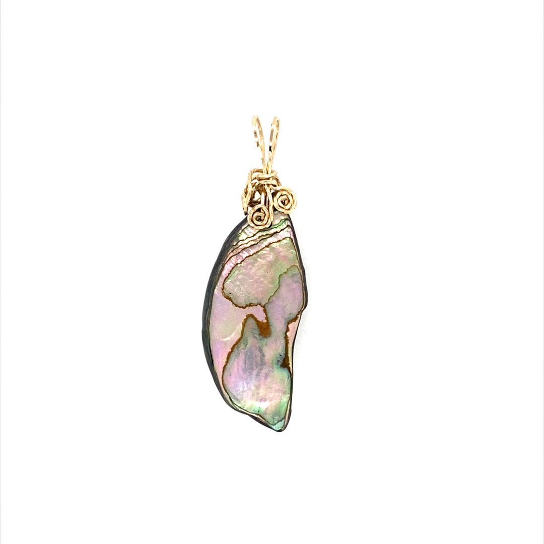 Green and Purple Abalone Shell Pendant with Gold-filled Bail - Barb Murrin Jewelry