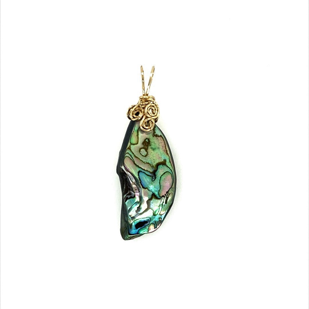 Green and Purple Abalone Shell Pendant with Gold-filled Bail - Barb Murrin Jewelry