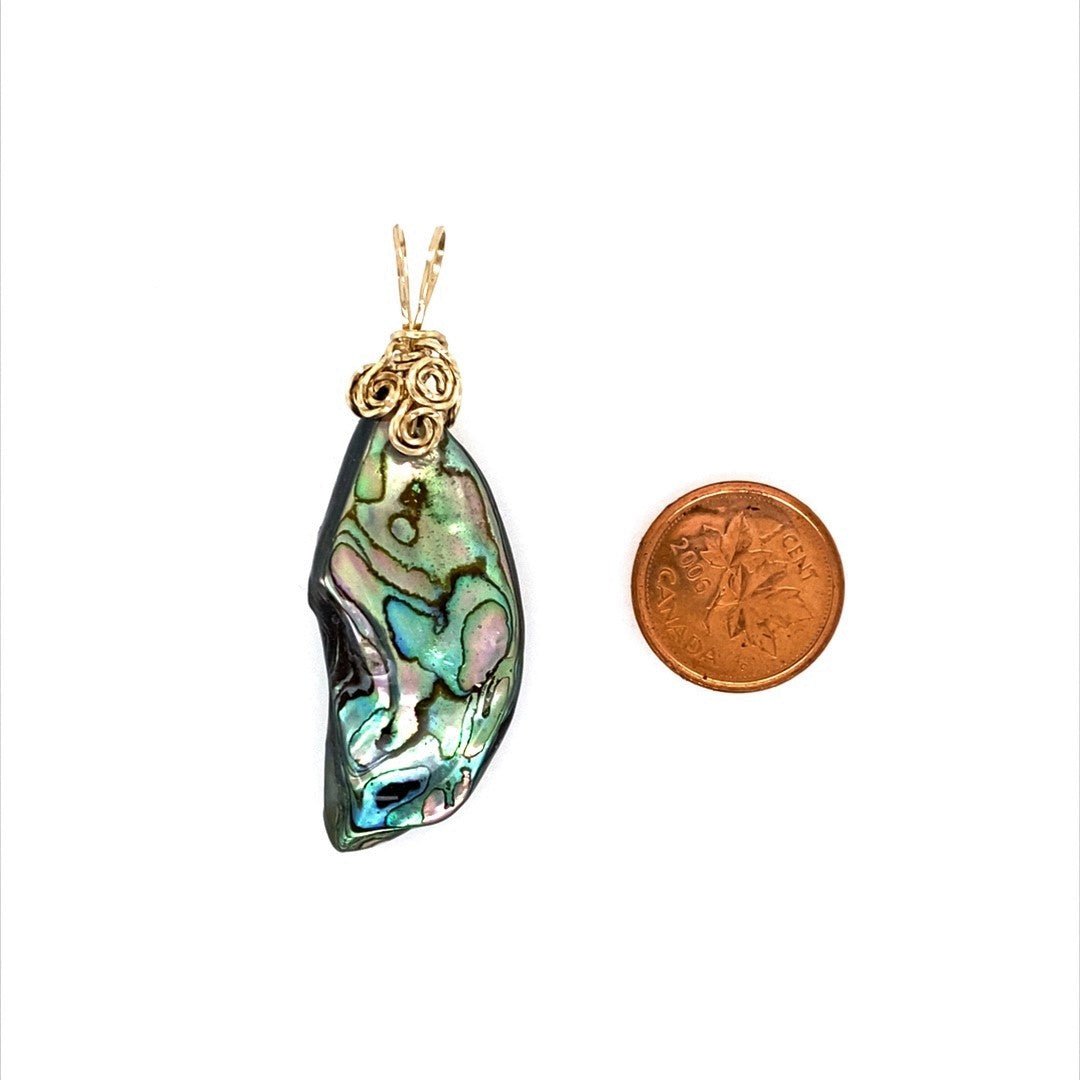 Green and Purple Abalone Shell Pendant with Gold-filled Bail - Barb Murrin Jewelry