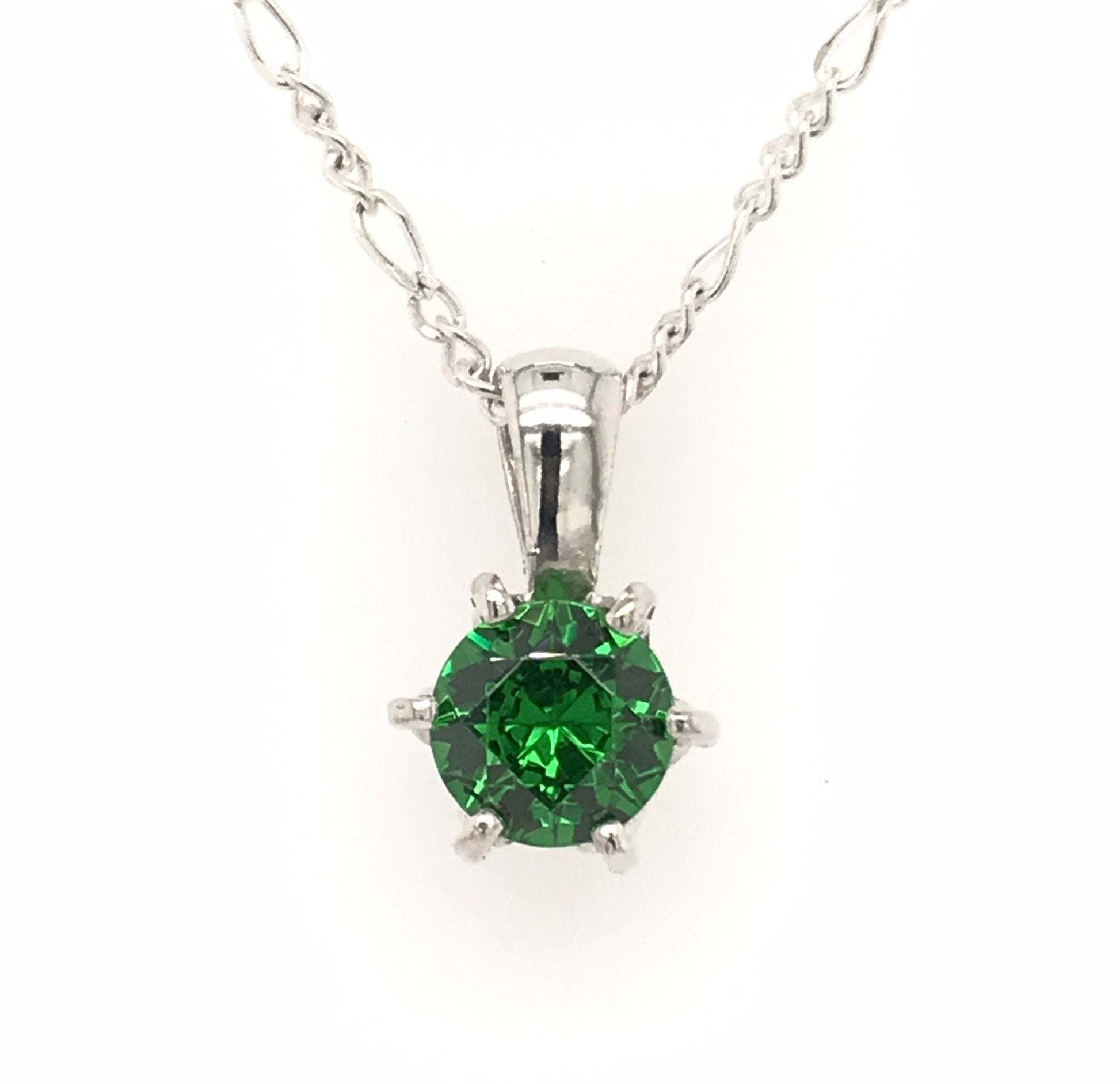 Green Cubic Zirconia and Sterling Silver Hexagon Pendant - Barb Murrin Jewelry