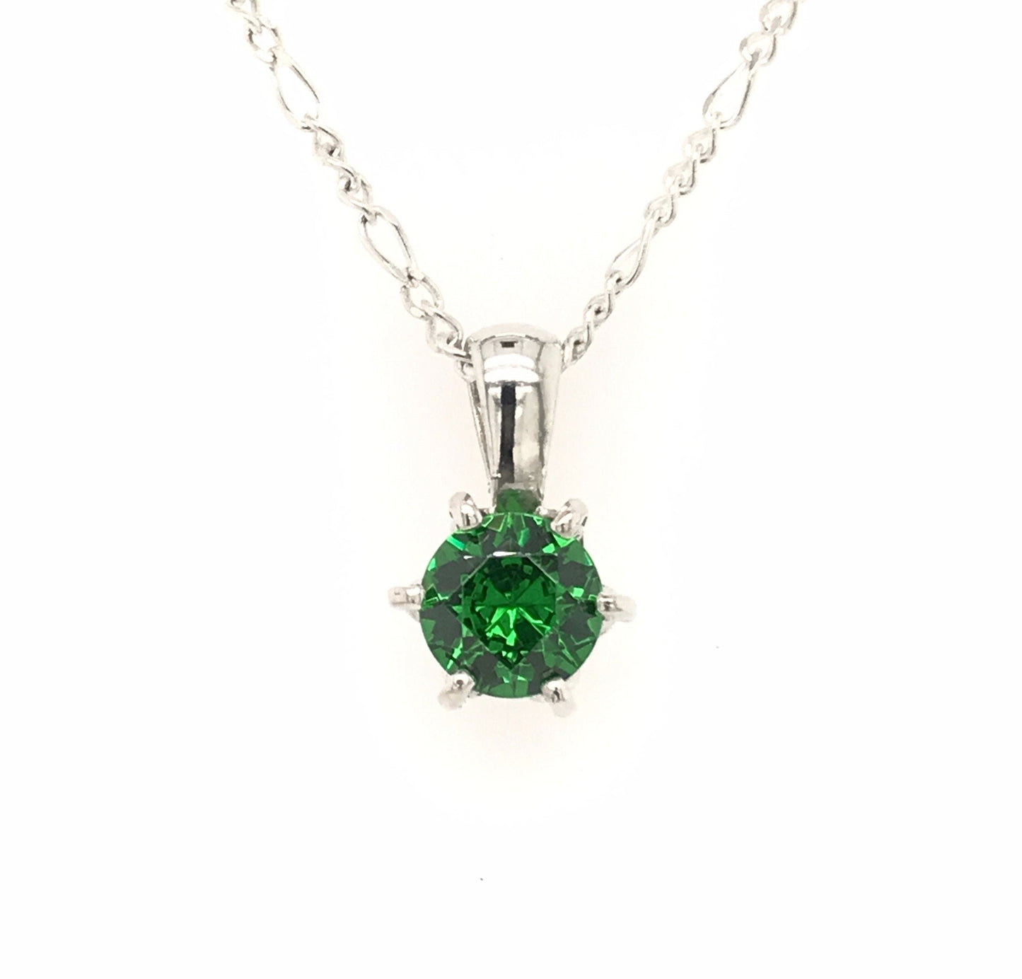 Green Cubic Zirconia and Sterling Silver Hexagon Pendant - Barb Murrin Jewelry