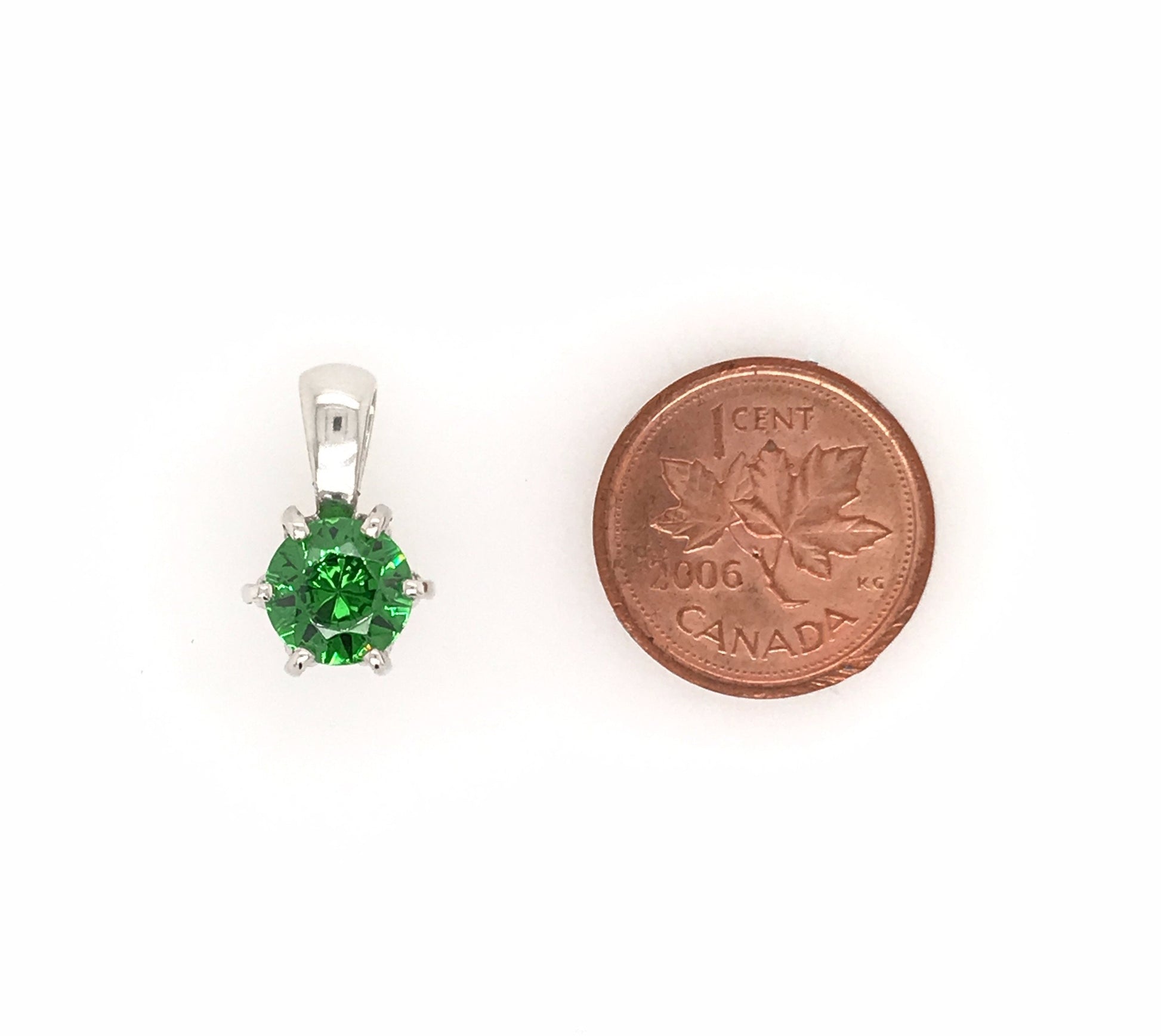 Green Cubic Zirconia and Sterling Silver Hexagon Pendant - Barb Murrin Jewelry