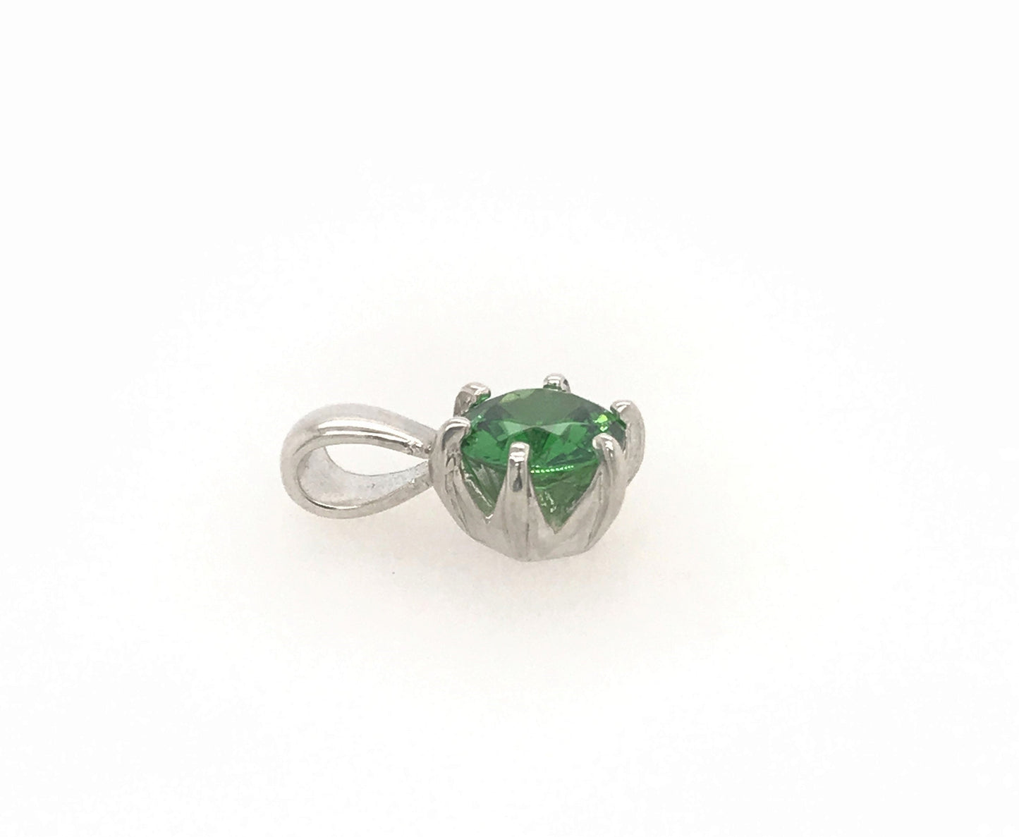 Green Cubic Zirconia and Sterling Silver Hexagon Pendant - Barb Murrin Jewelry