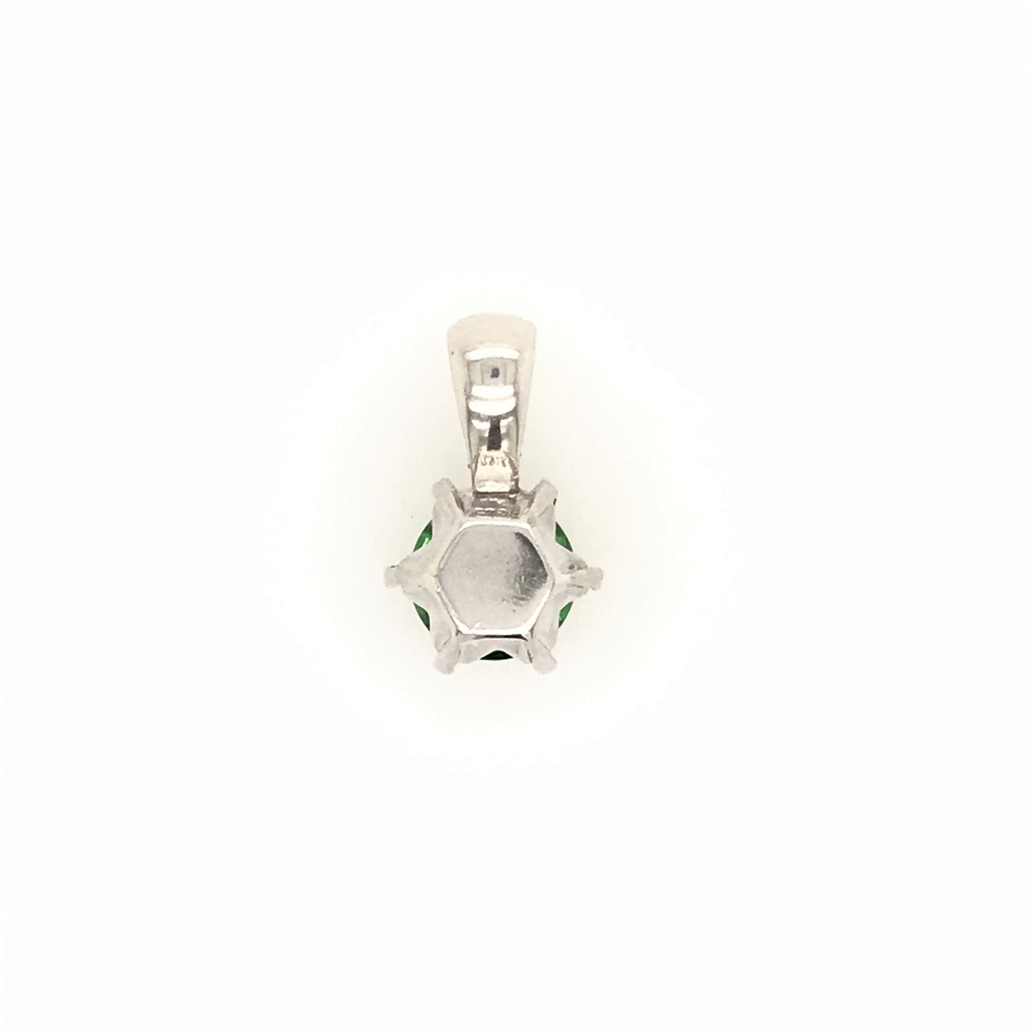 Green Cubic Zirconia and Sterling Silver Hexagon Pendant - Barb Murrin Jewelry