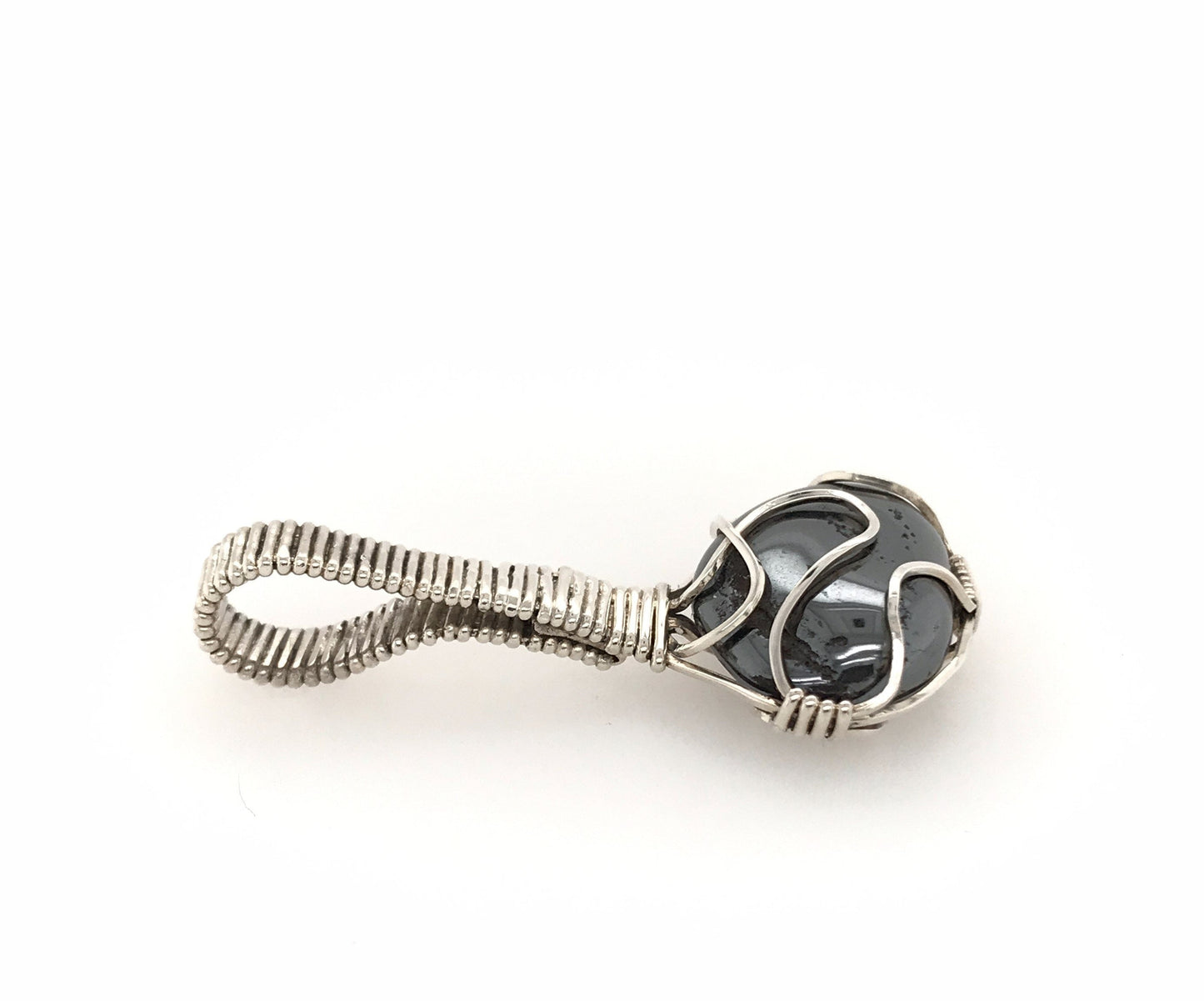 Hematite and Argentium Silver Pendant ("Hematite Drop") - Barb Murrin Jewelry