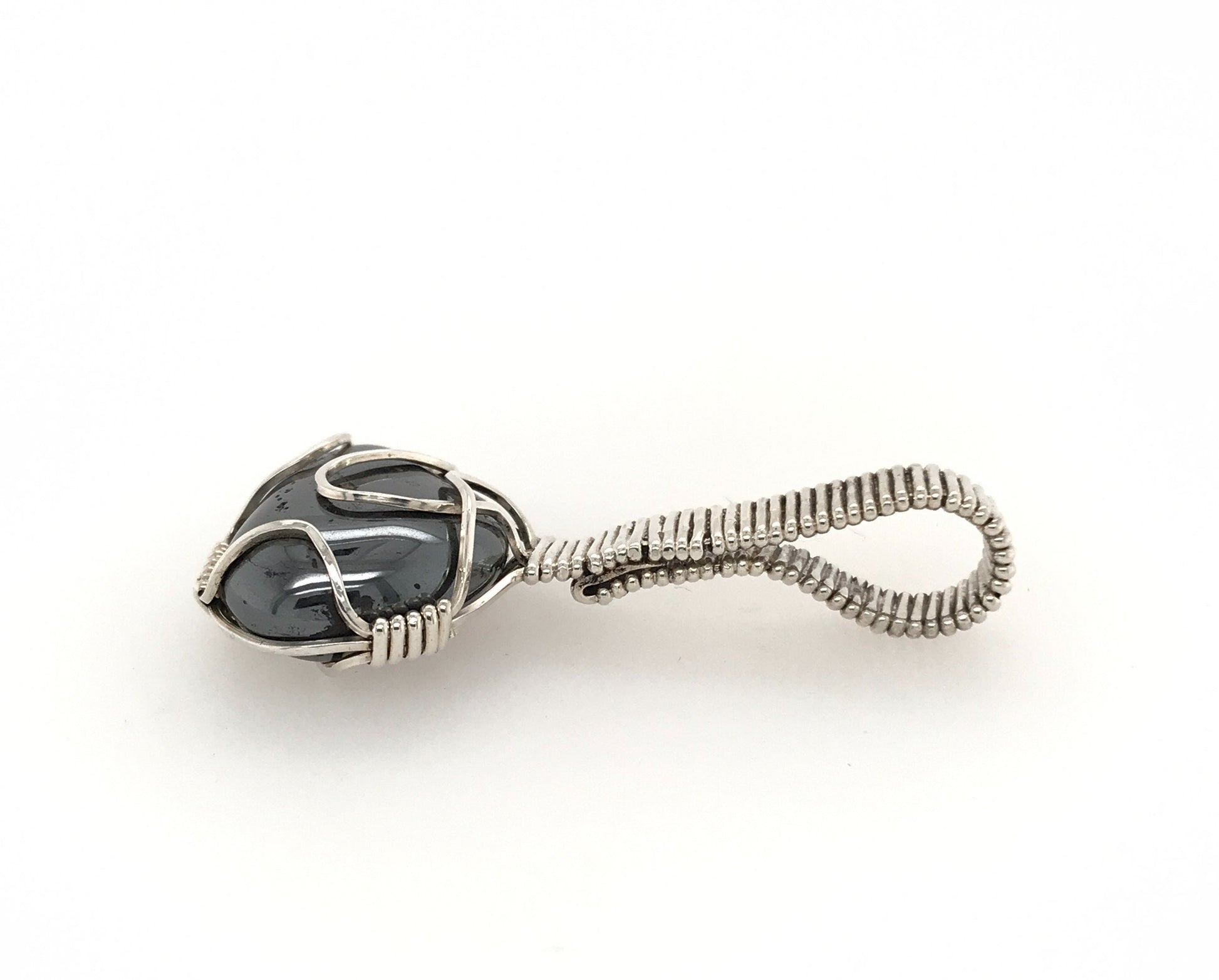 Hematite and Argentium Silver Pendant ("Hematite Drop") - Barb Murrin Jewelry