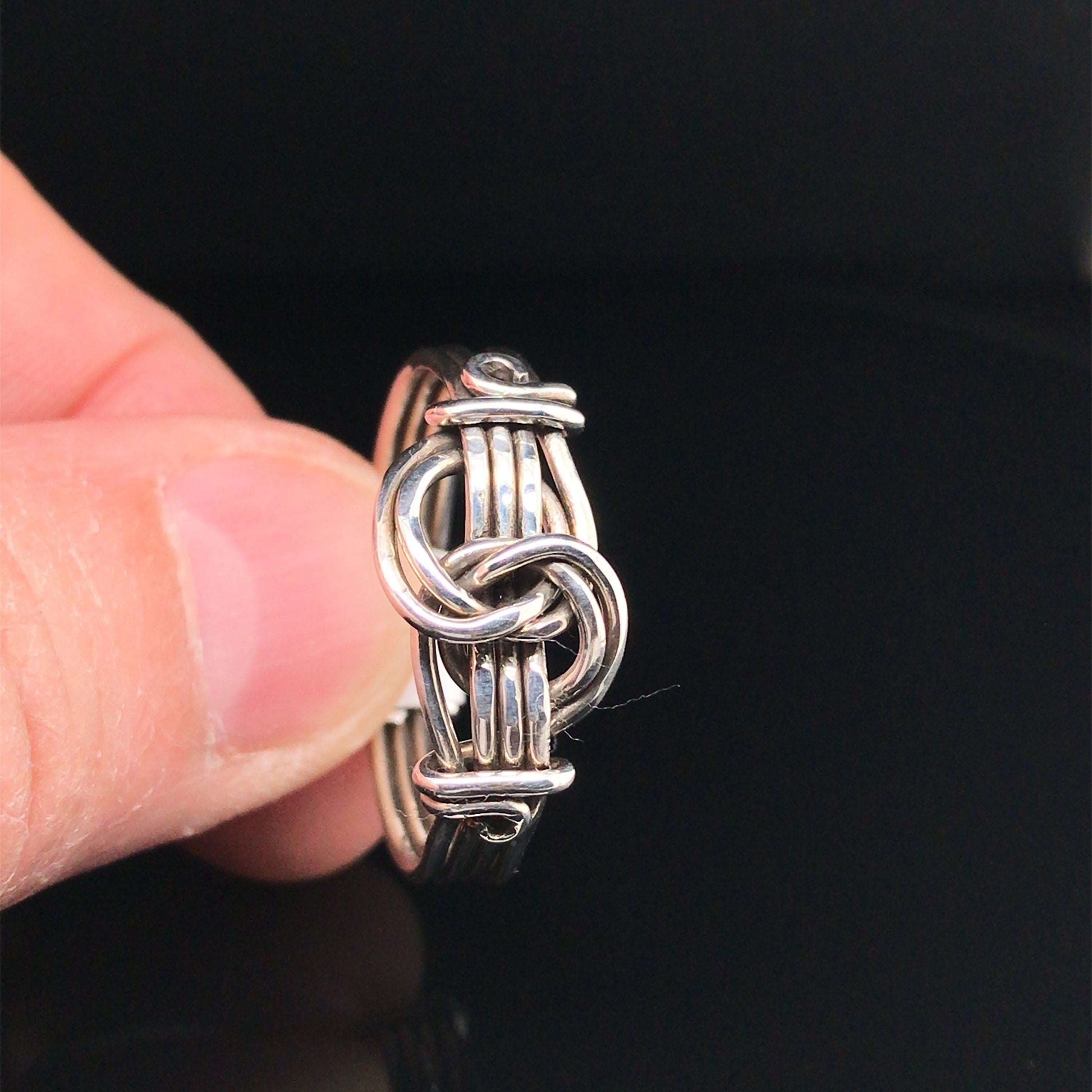 Knotted Ring, Double Wire, 4-Wire Band, Interlocking Center - Barb Murrin Jewelry