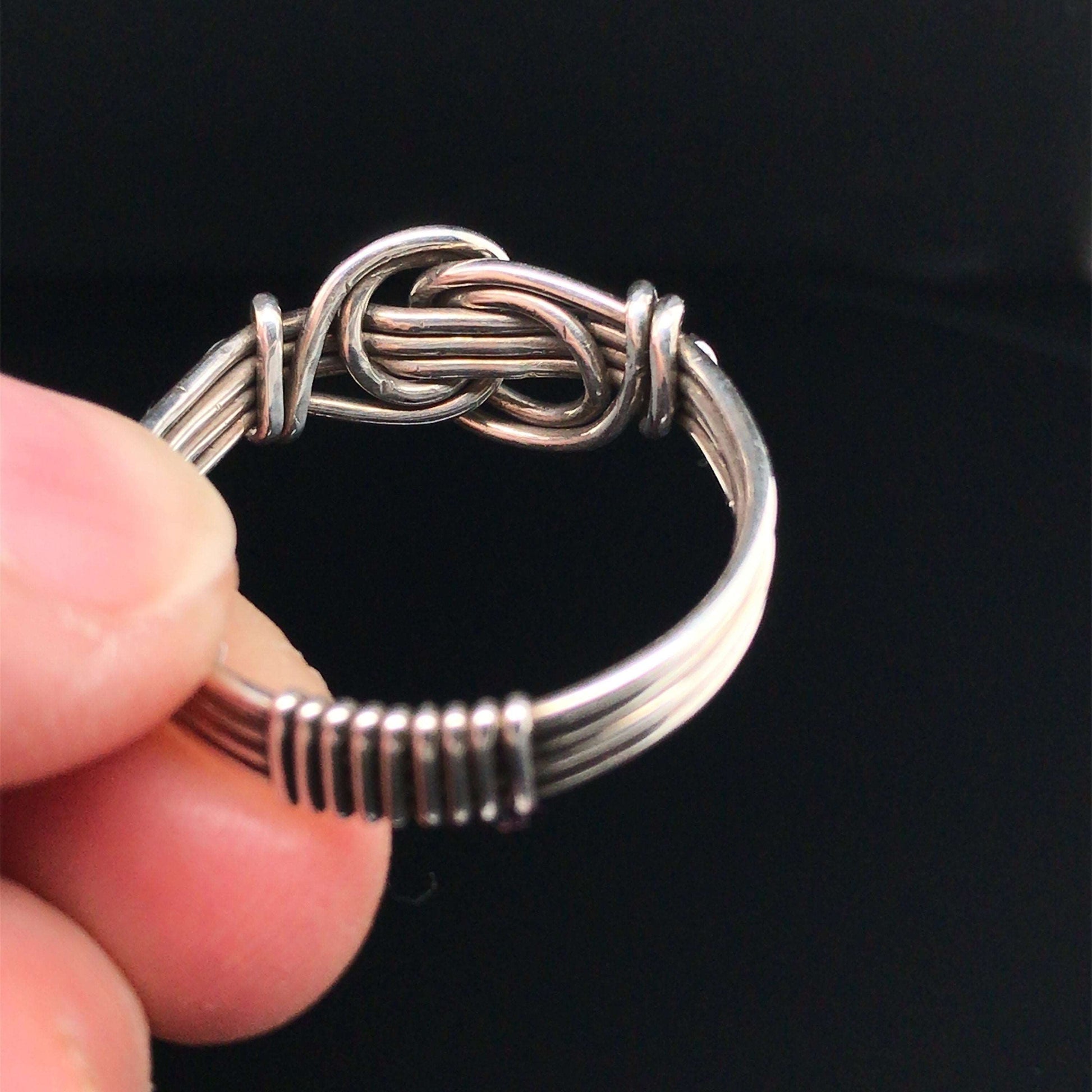 Knotted Ring, Double Wire, 4-Wire Band, Interlocking Center - Barb Murrin Jewelry