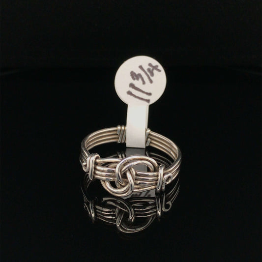 Knotted Ring, Double Wire, 4-Wire Band, Interlocking Center - Barb Murrin Jewelry