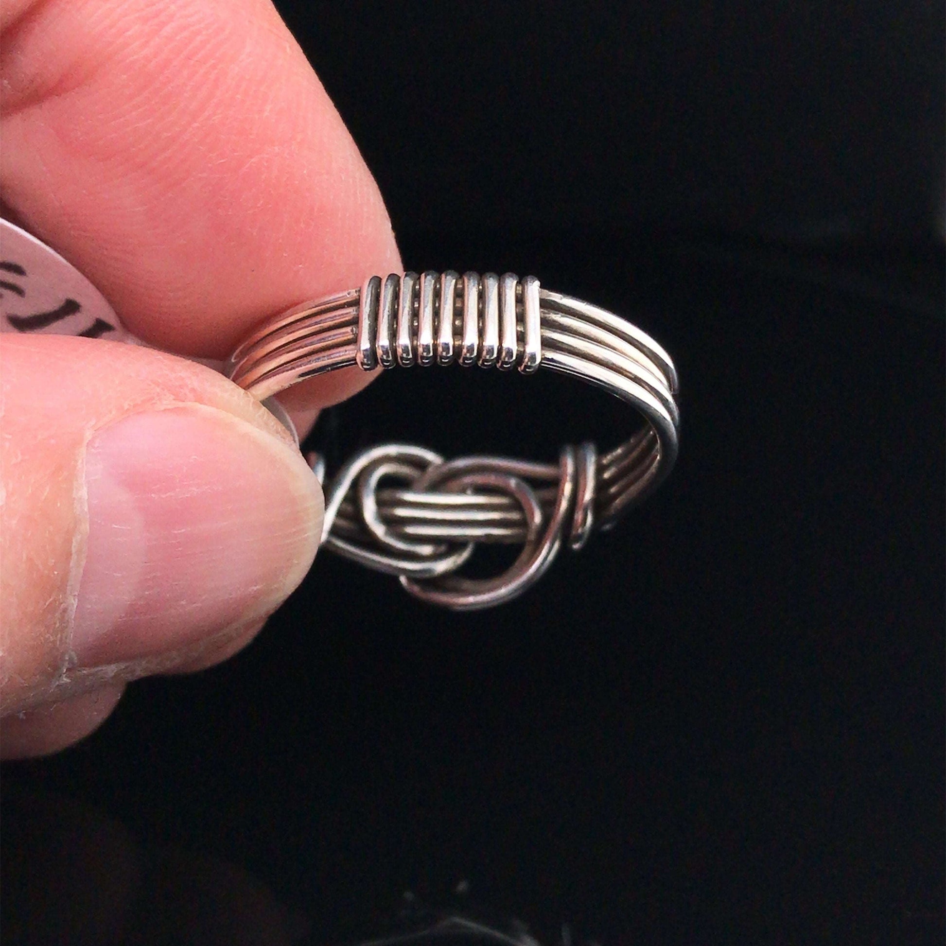 Knotted Ring, Double Wire, 4-Wire Band, Interlocking Center - Barb Murrin Jewelry