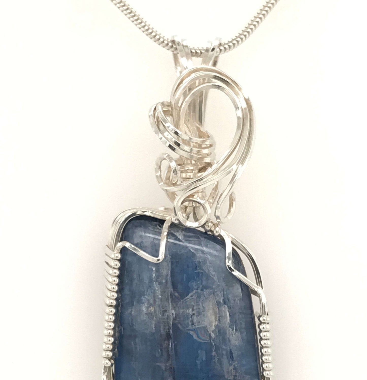 Kyanite and Argentium Silver Pendant ("Angular Kyanite Pendant") - Barb Murrin Jewelry