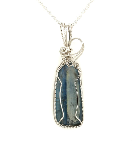 Kyanite and Argentium Silver Pendant ("Night and Day Kyanite") - Barb Murrin Jewelry