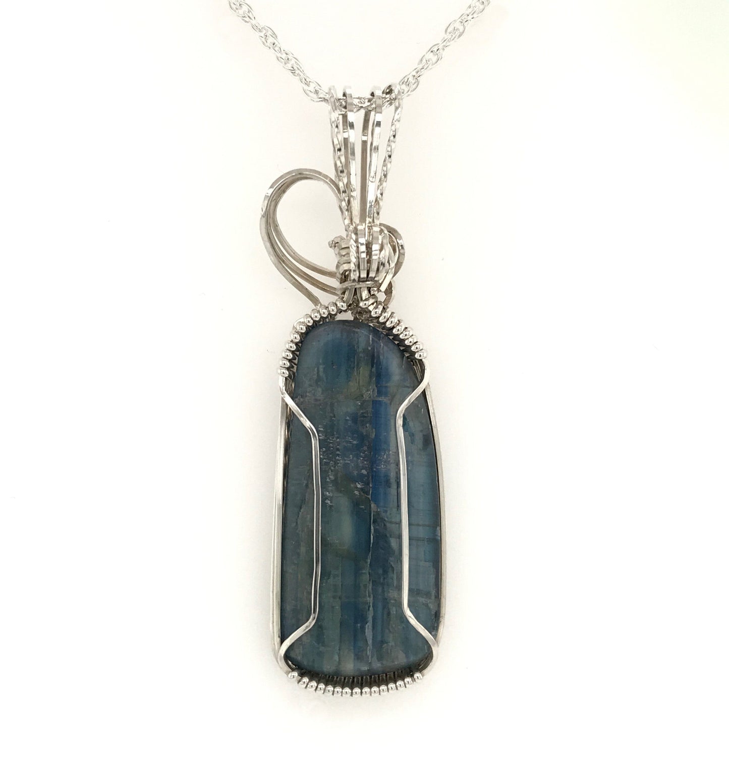 Kyanite and Argentium Silver Pendant ("Night and Day Kyanite") - Barb Murrin Jewelry