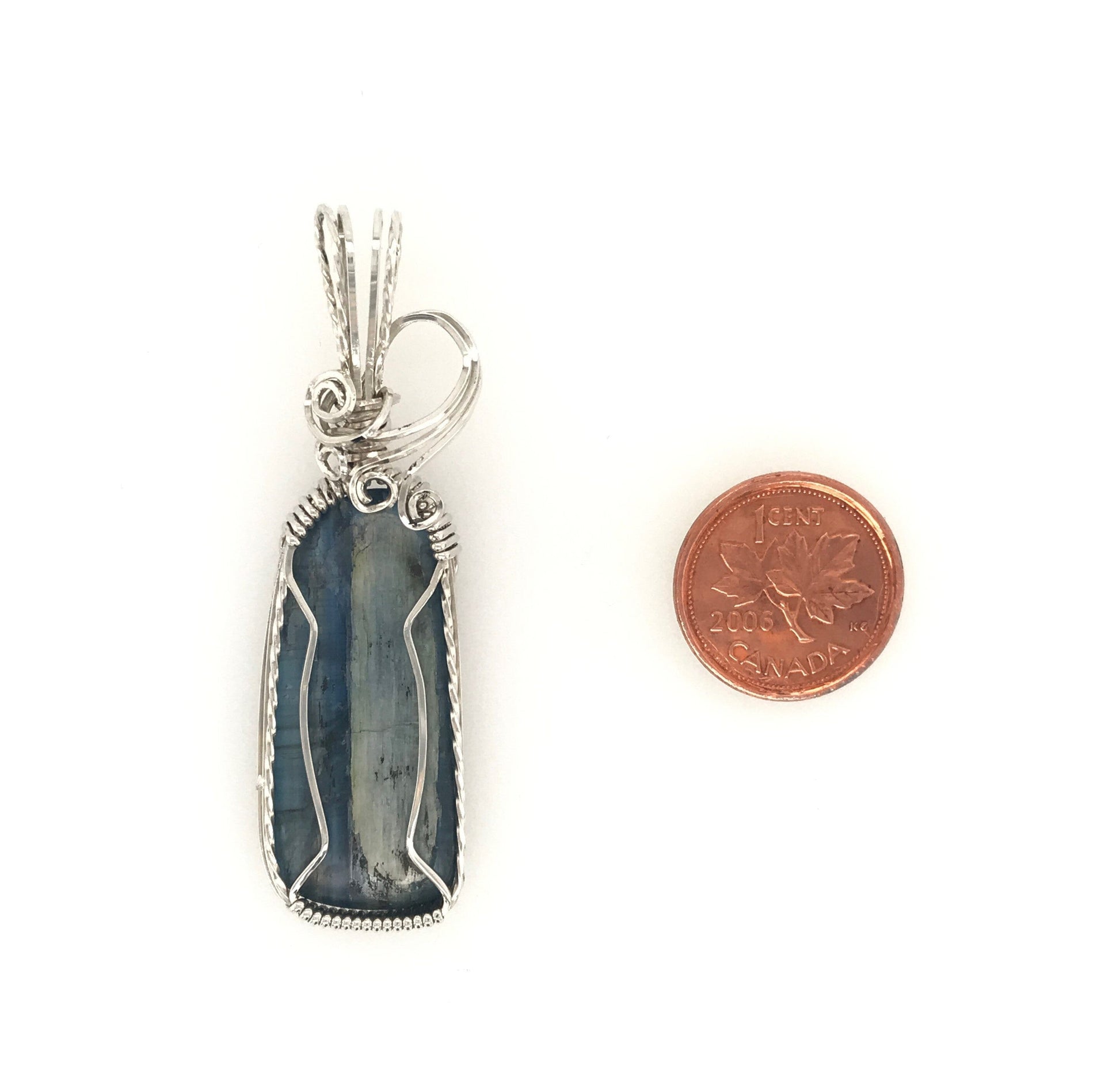 Kyanite and Argentium Silver Pendant ("Night and Day Kyanite") - Barb Murrin Jewelry