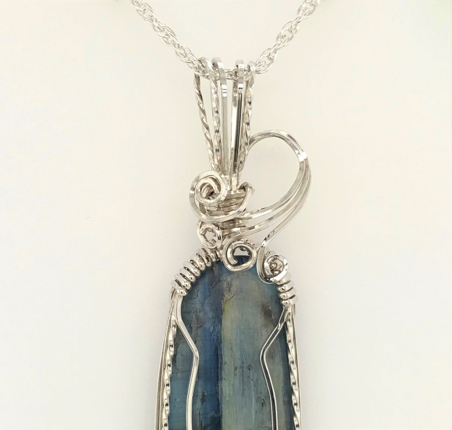 Kyanite and Argentium Silver Pendant ("Night and Day Kyanite") - Barb Murrin Jewelry