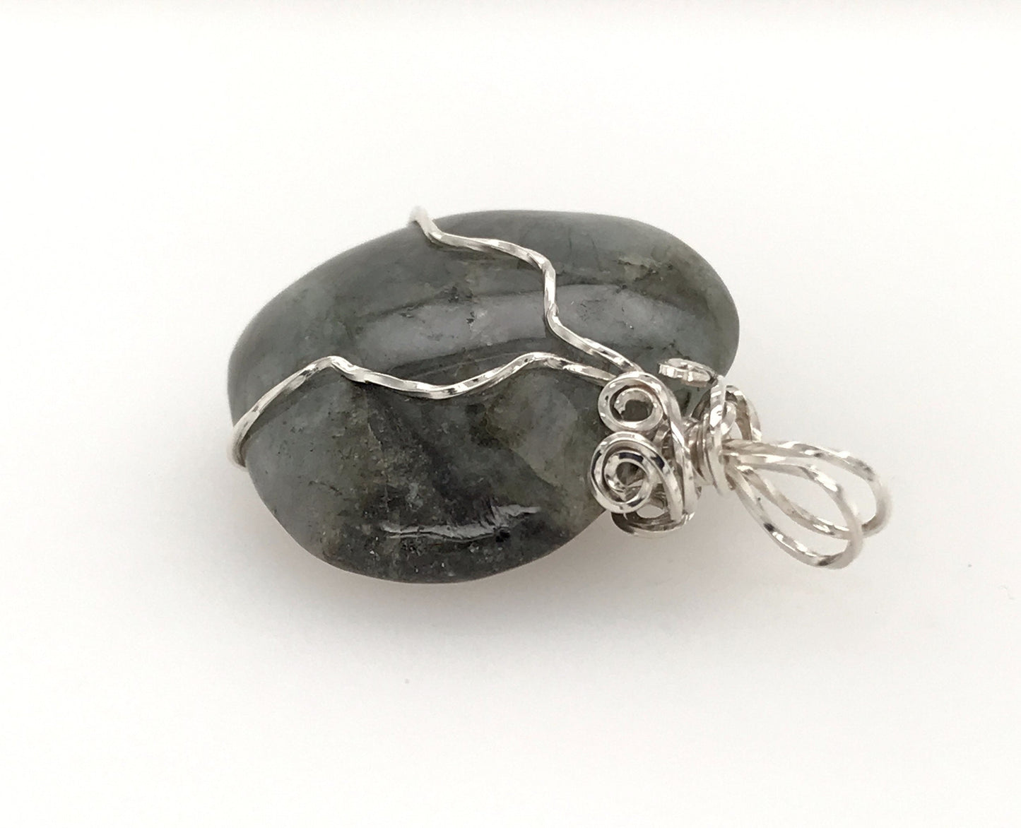 Labradorite and Argentium Silver Heart Pendant ("Labradorite Heart of Stone") - Barb Murrin Jewelry