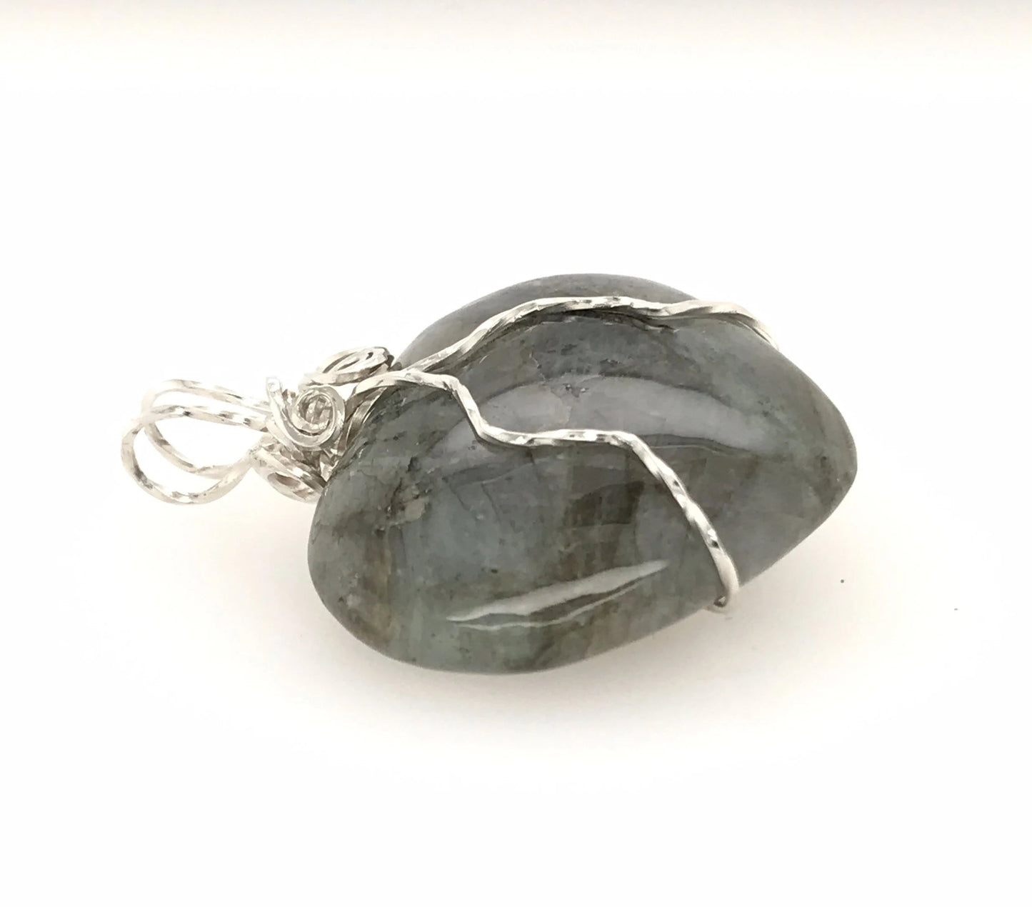 Labradorite and Argentium Silver Heart Pendant ("Labradorite Heart of Stone") - Barb Murrin Jewelry