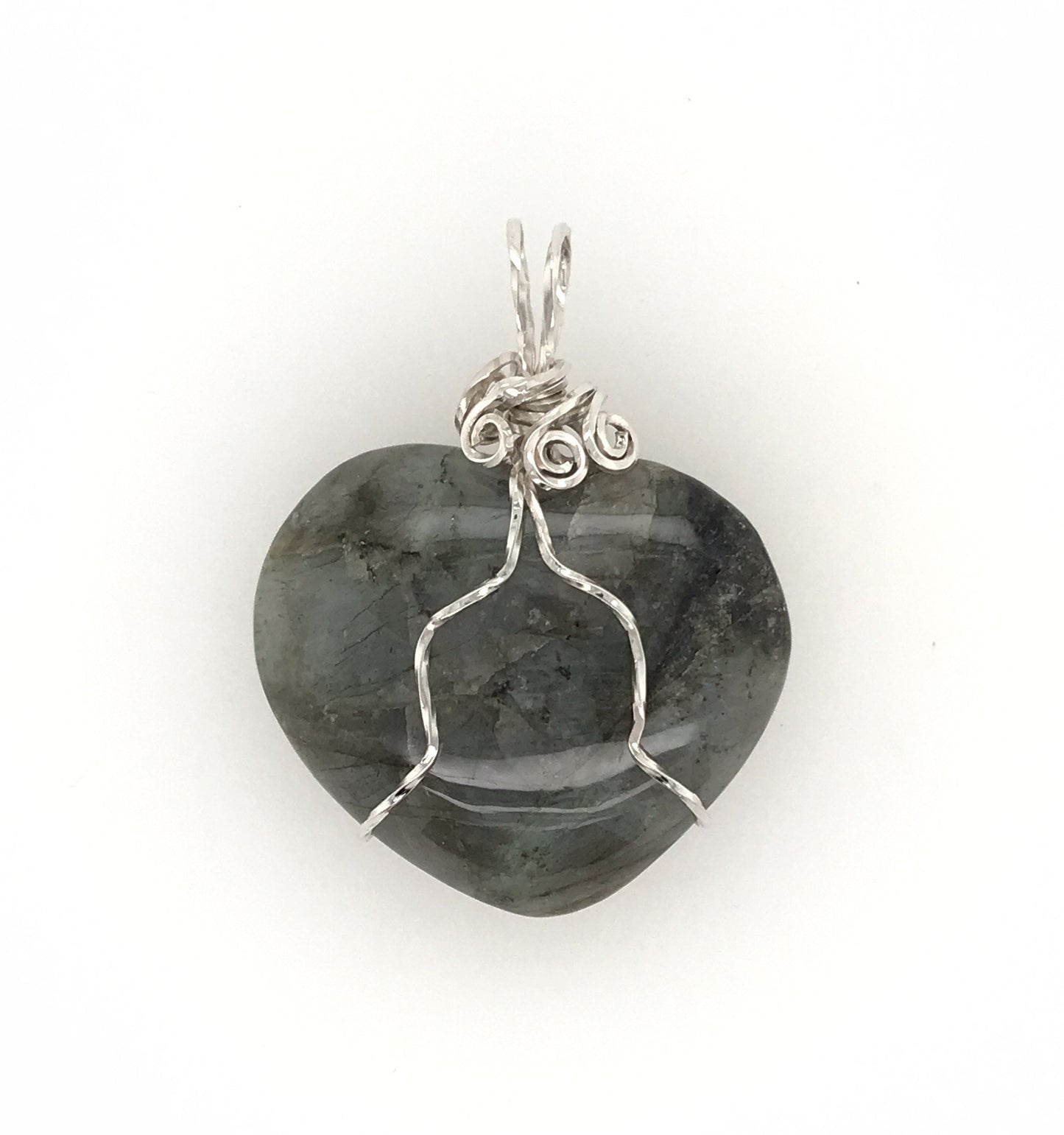 Labradorite and Argentium Silver Heart Pendant ("Labradorite Heart of Stone") - Barb Murrin Jewelry